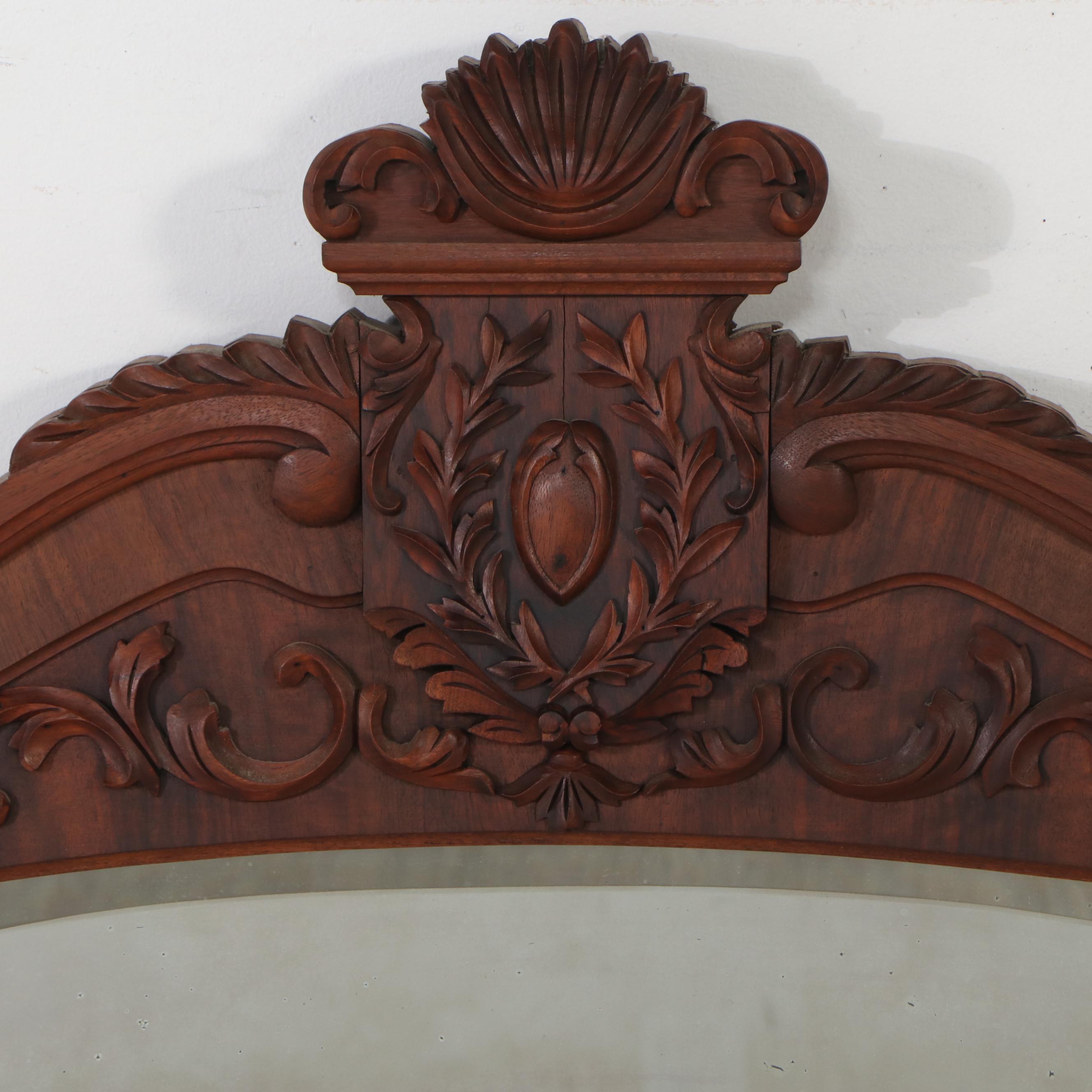 Serpentine Front Burl Wood Dresser with Marble Top