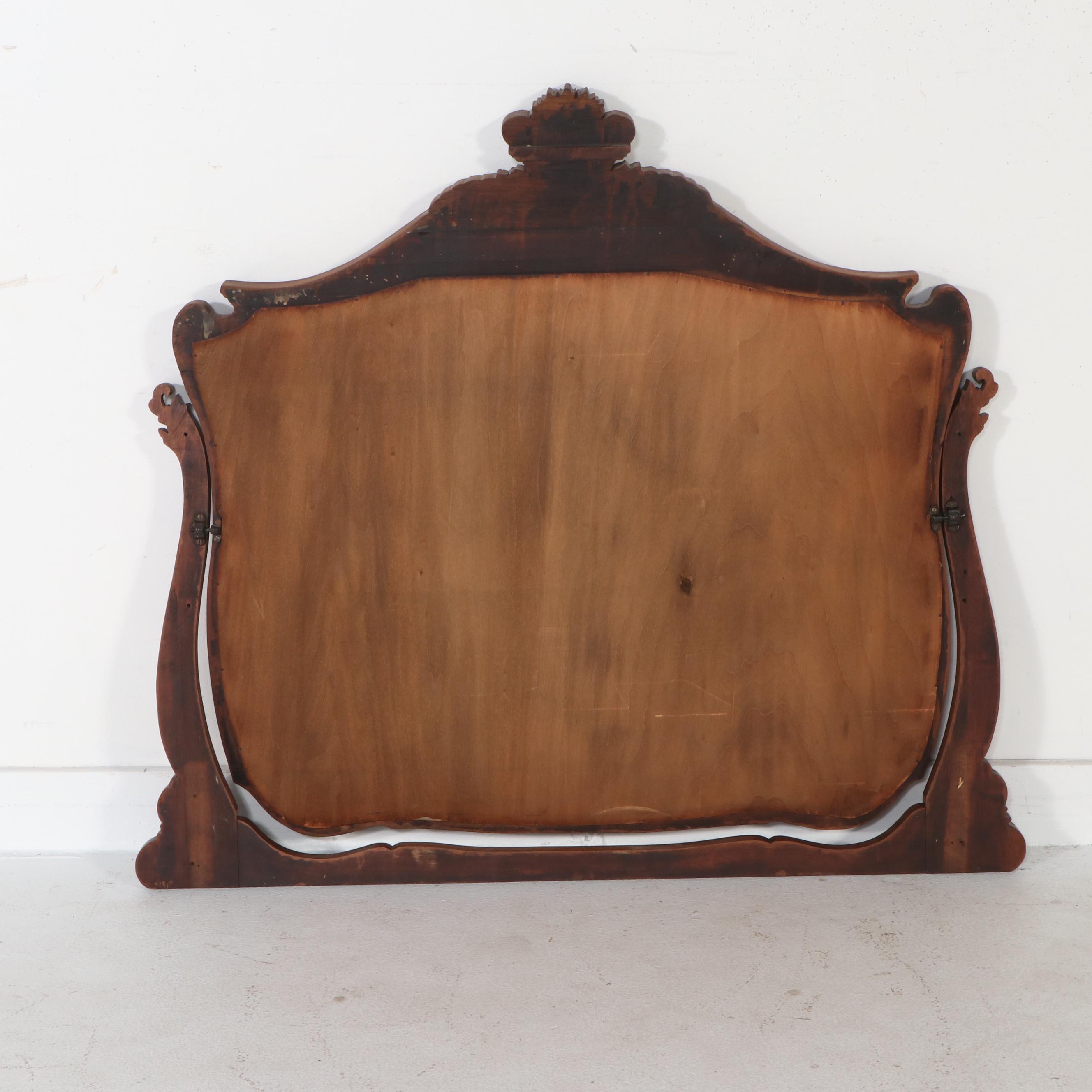 Serpentine Front Burl Wood Dresser with Marble Top