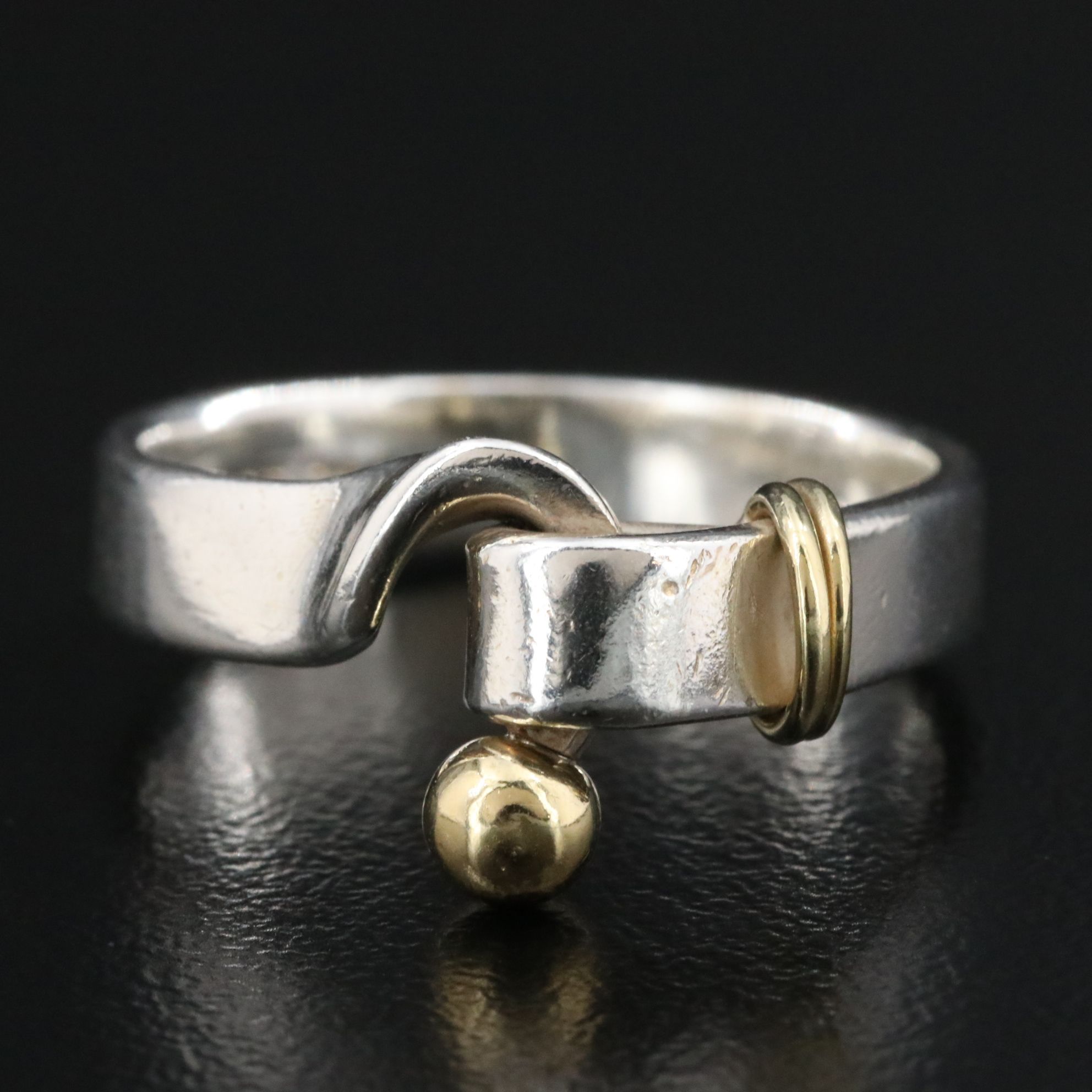 Tiffany & Co. Sterling and 18K Hook and Eye Ring