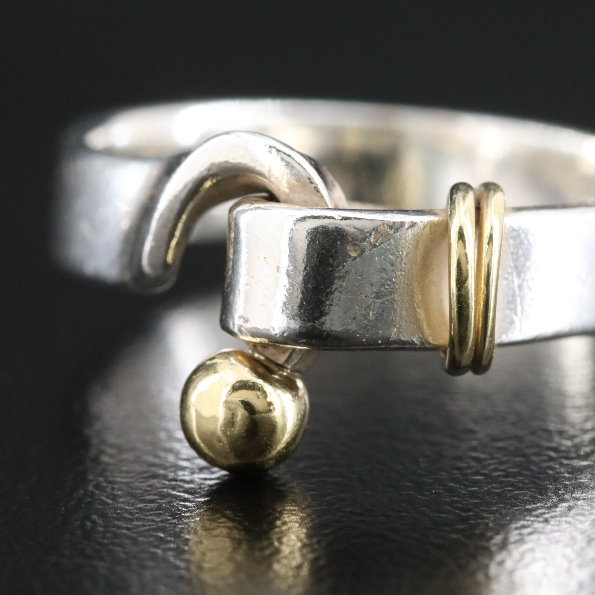 Tiffany & Co. Sterling and 18K Hook and Eye Ring