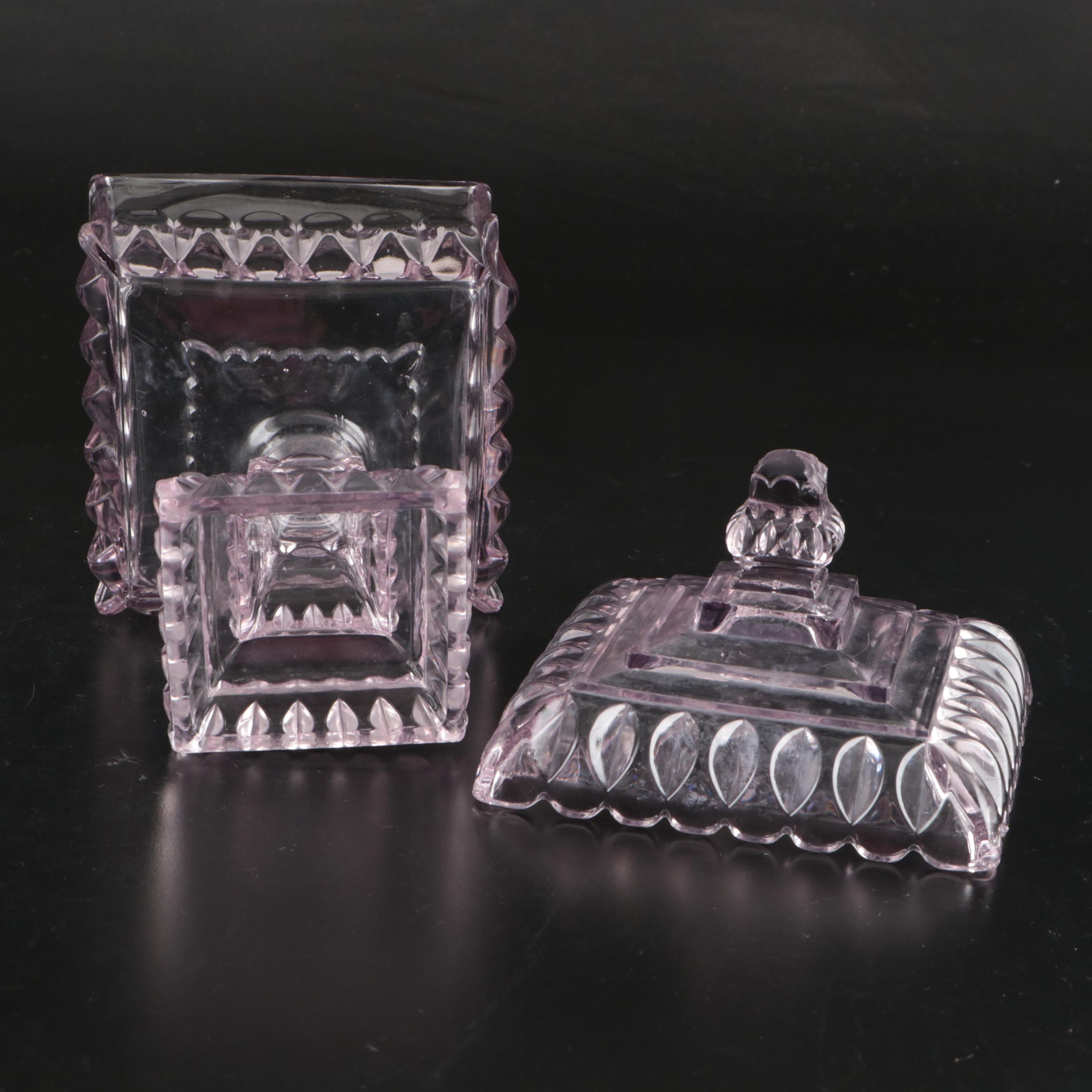 Sunned Adams "Crystal Wedding" Candy Dish and Goofus Glass Vase with Other Bank