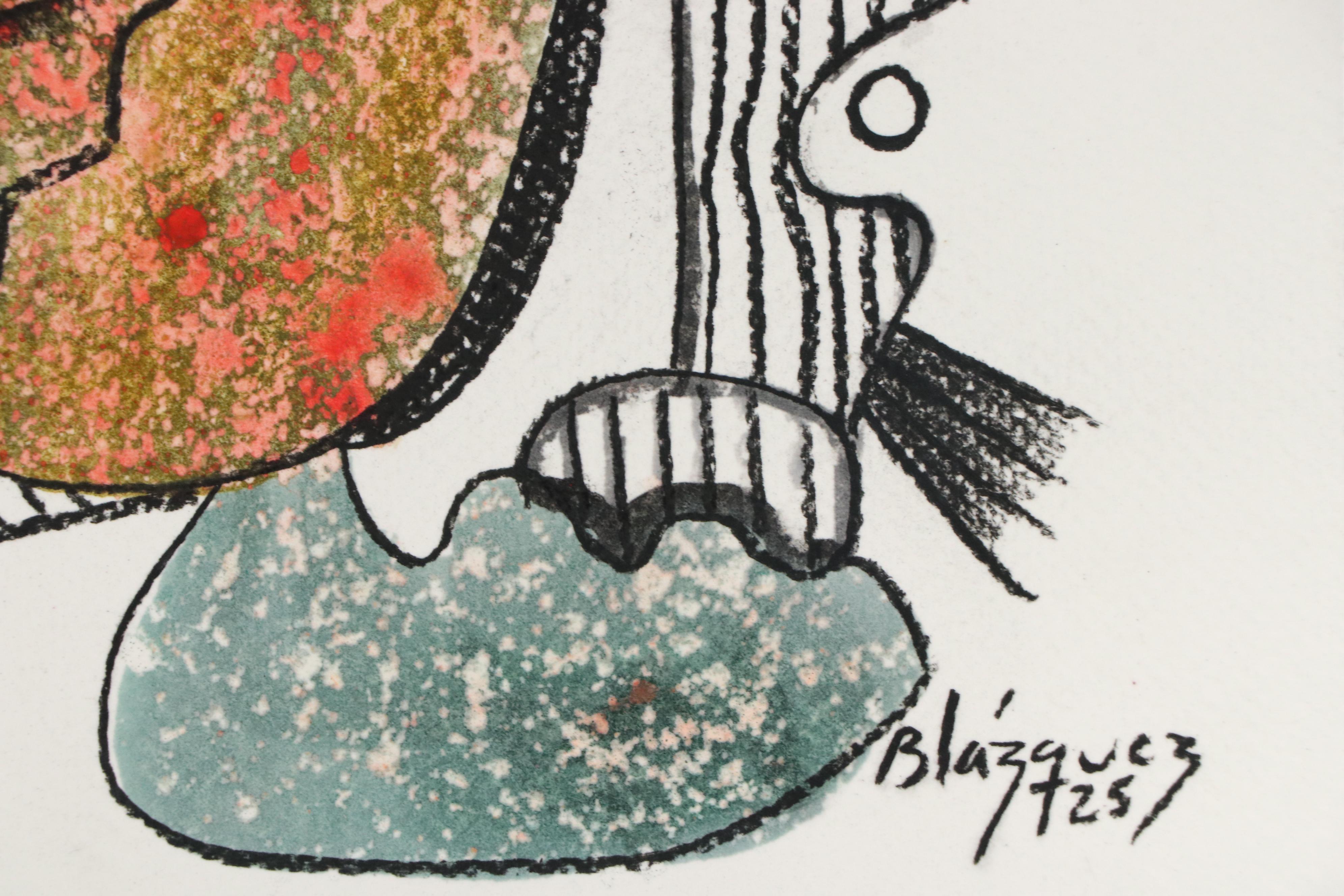 Michel Blázquez Surrealist Mixed Media Painting "Untitled Serie #45," 2025