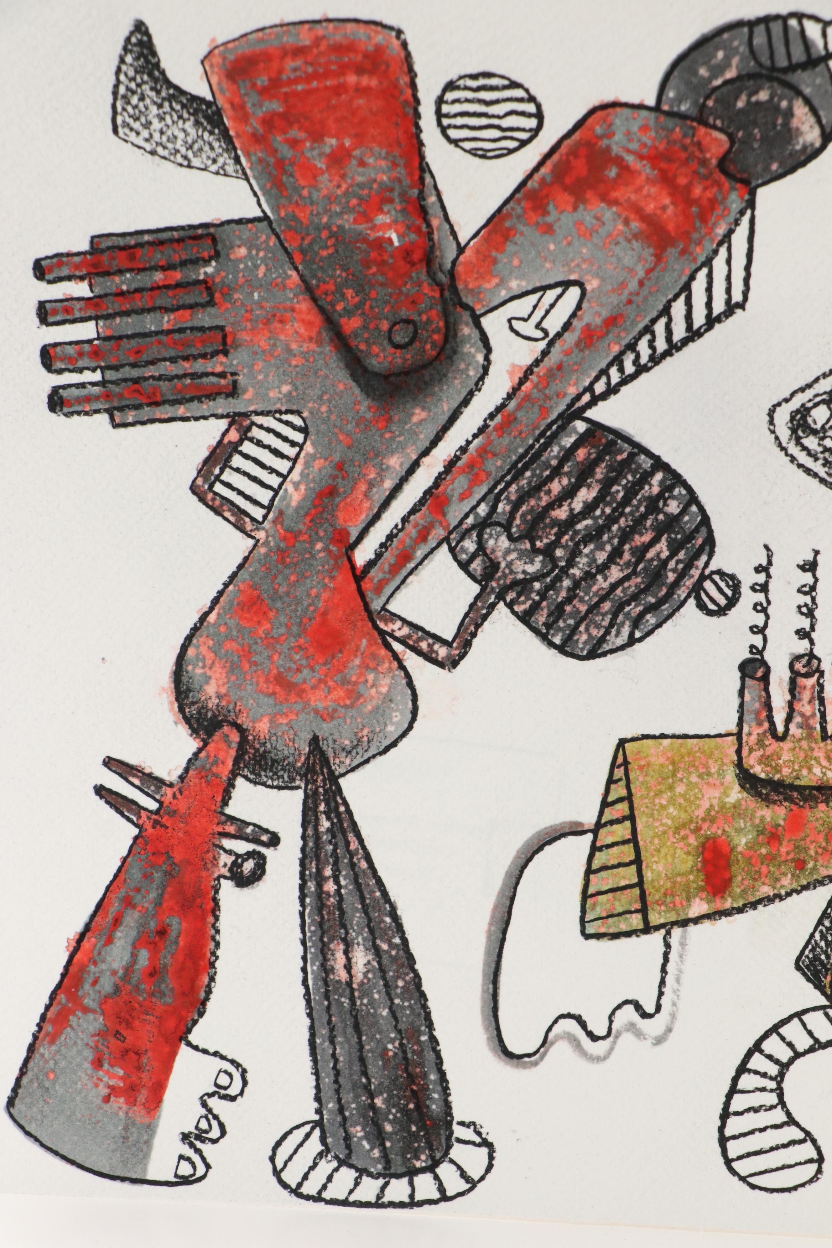 Michel Blázquez Surrealist Mixed Media Painting "Untitled Serie #45," 2025