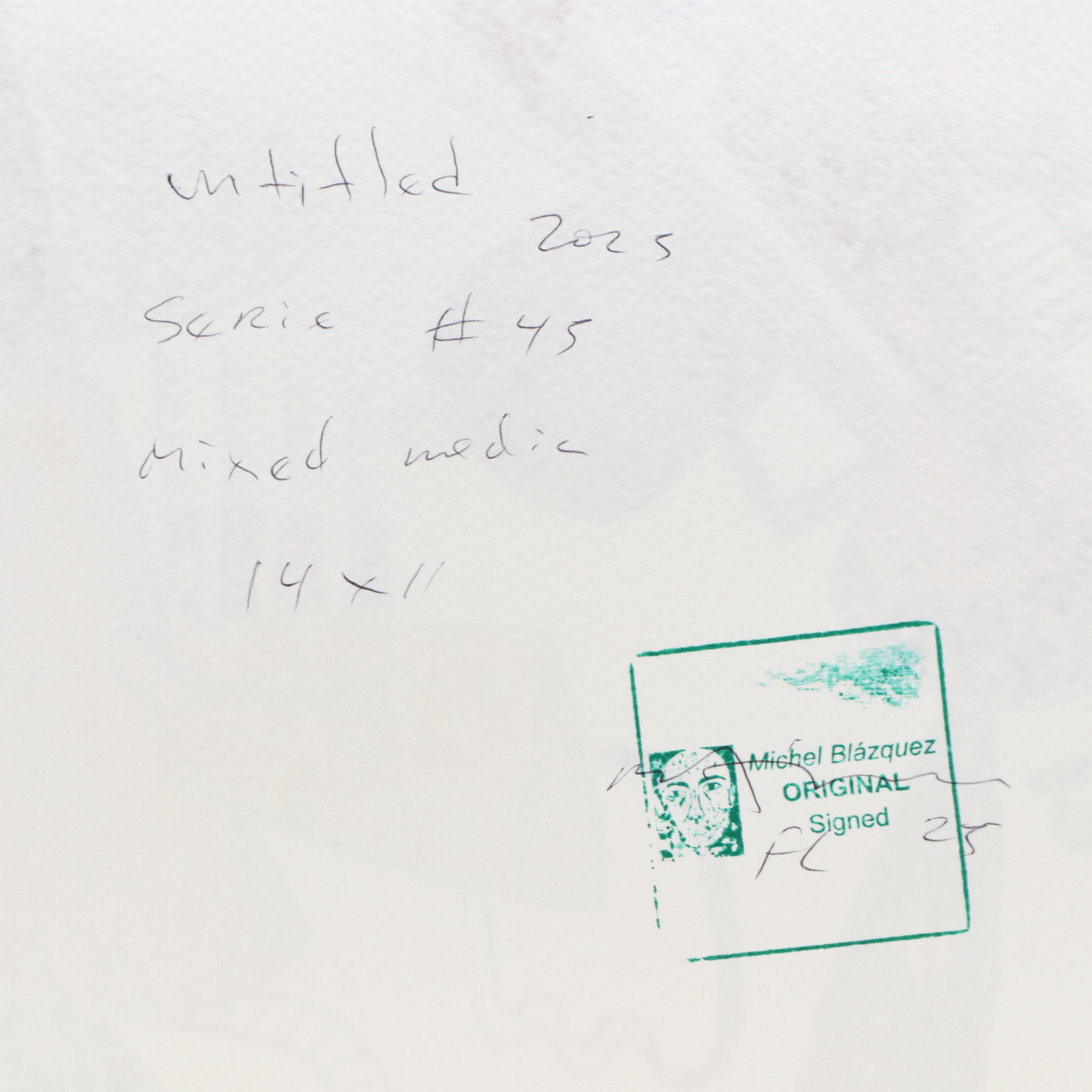 Michel Blázquez Surrealist Mixed Media Painting "Untitled Serie #45," 2025