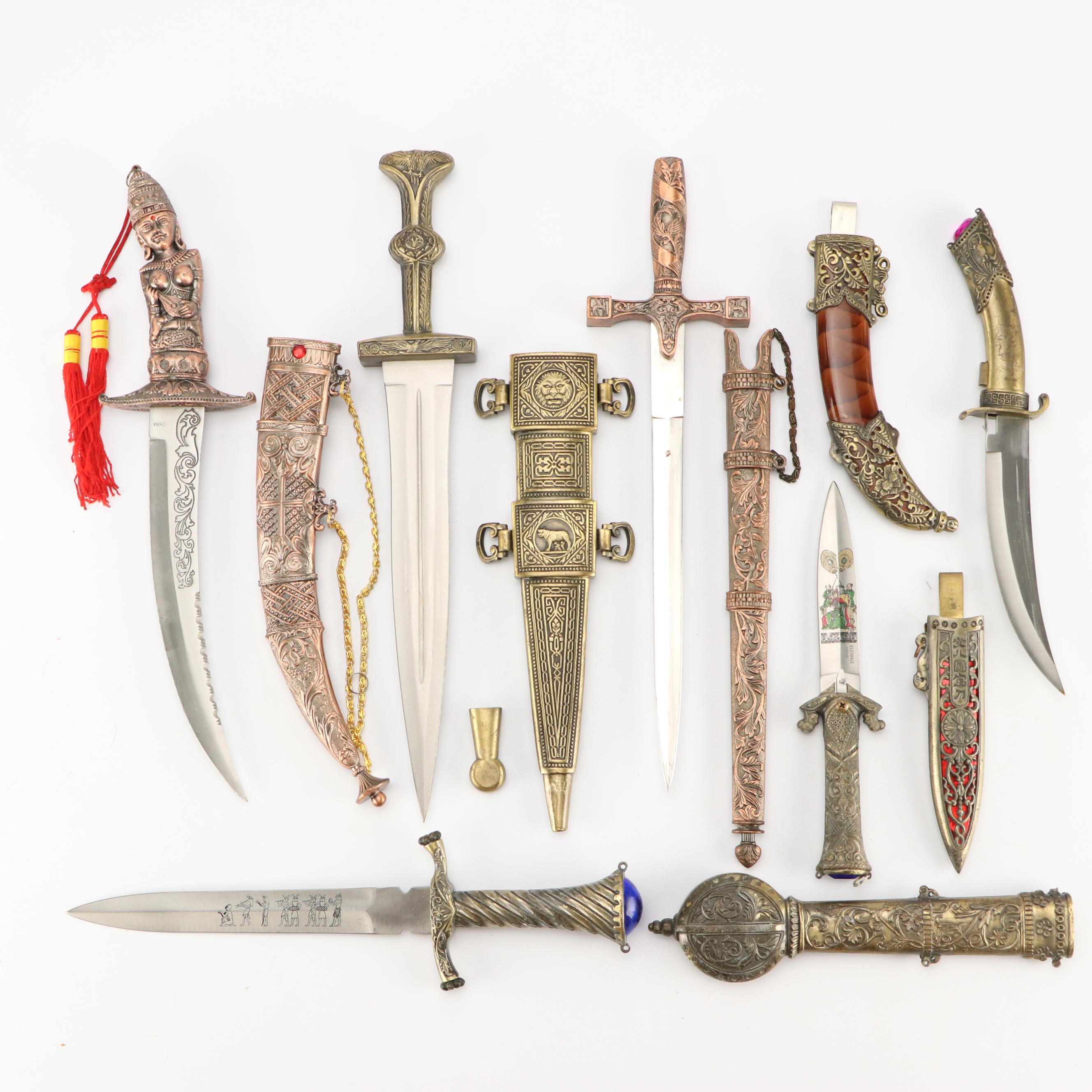 Classical and Asian Inspired Stainless Steel Bladed Knives and Daggers