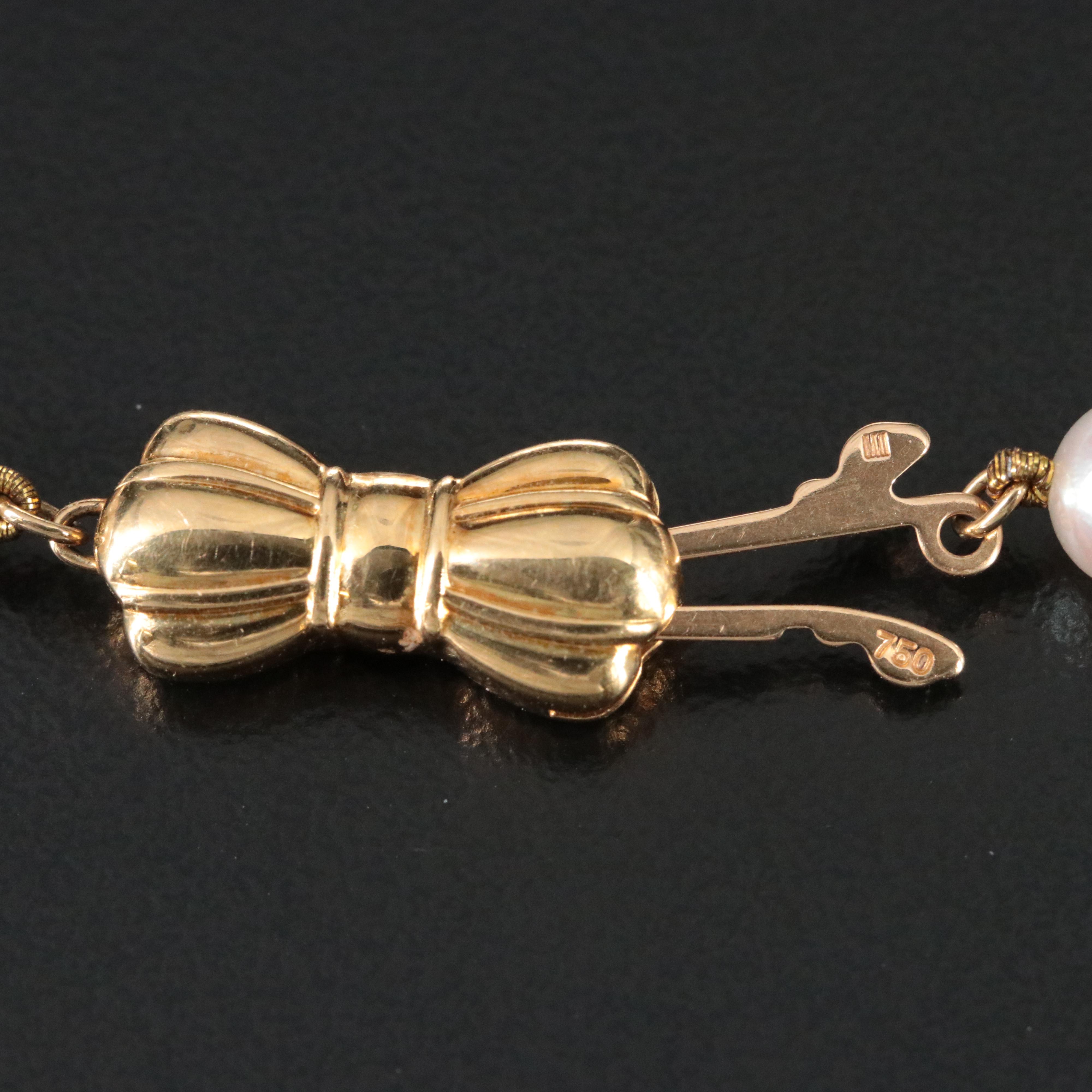 Pearl Bracelet with 18K Bow Clasp