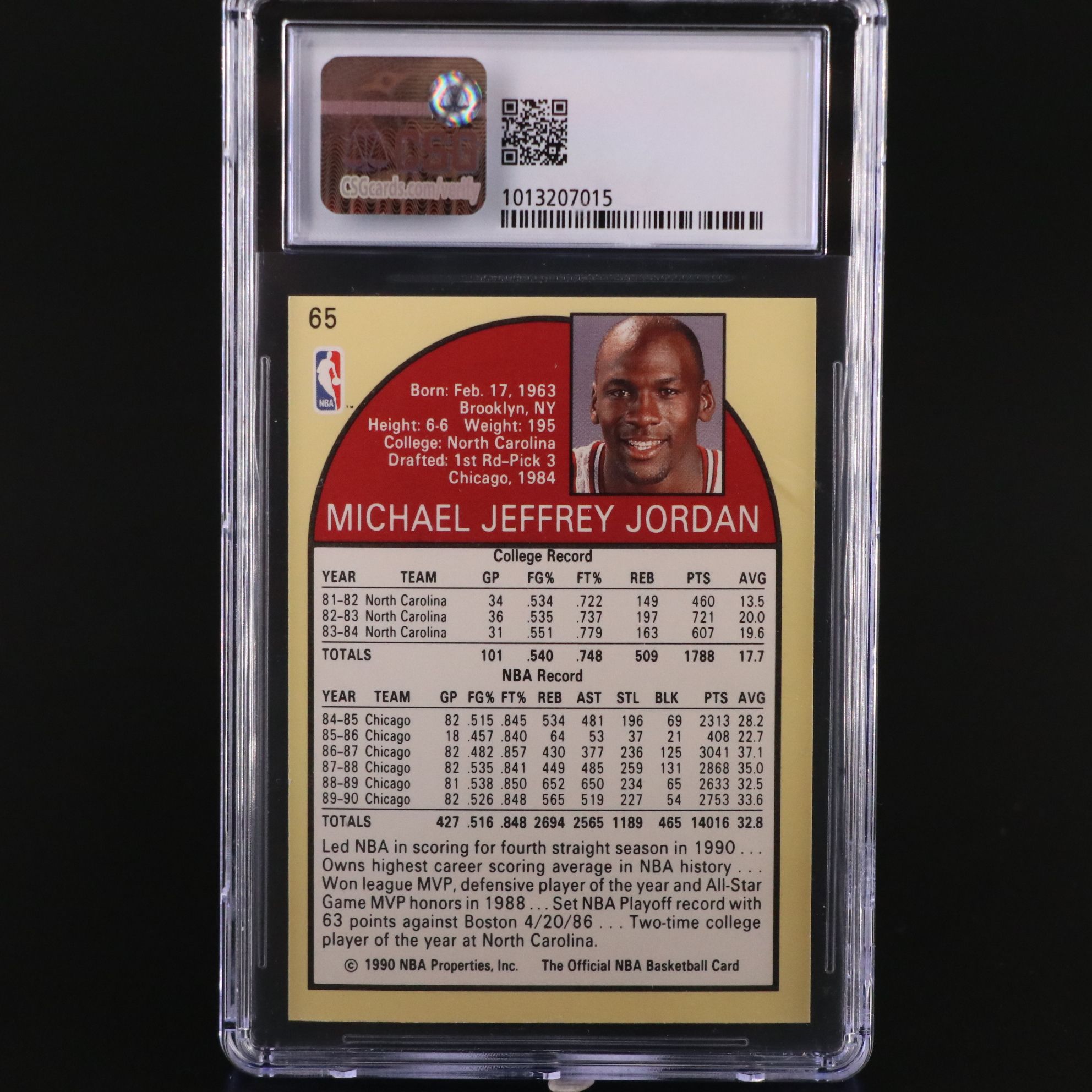 1990-91 NBA Hoops Michael Jordan Chicago Bulls Basketball Card Graded CSG 9