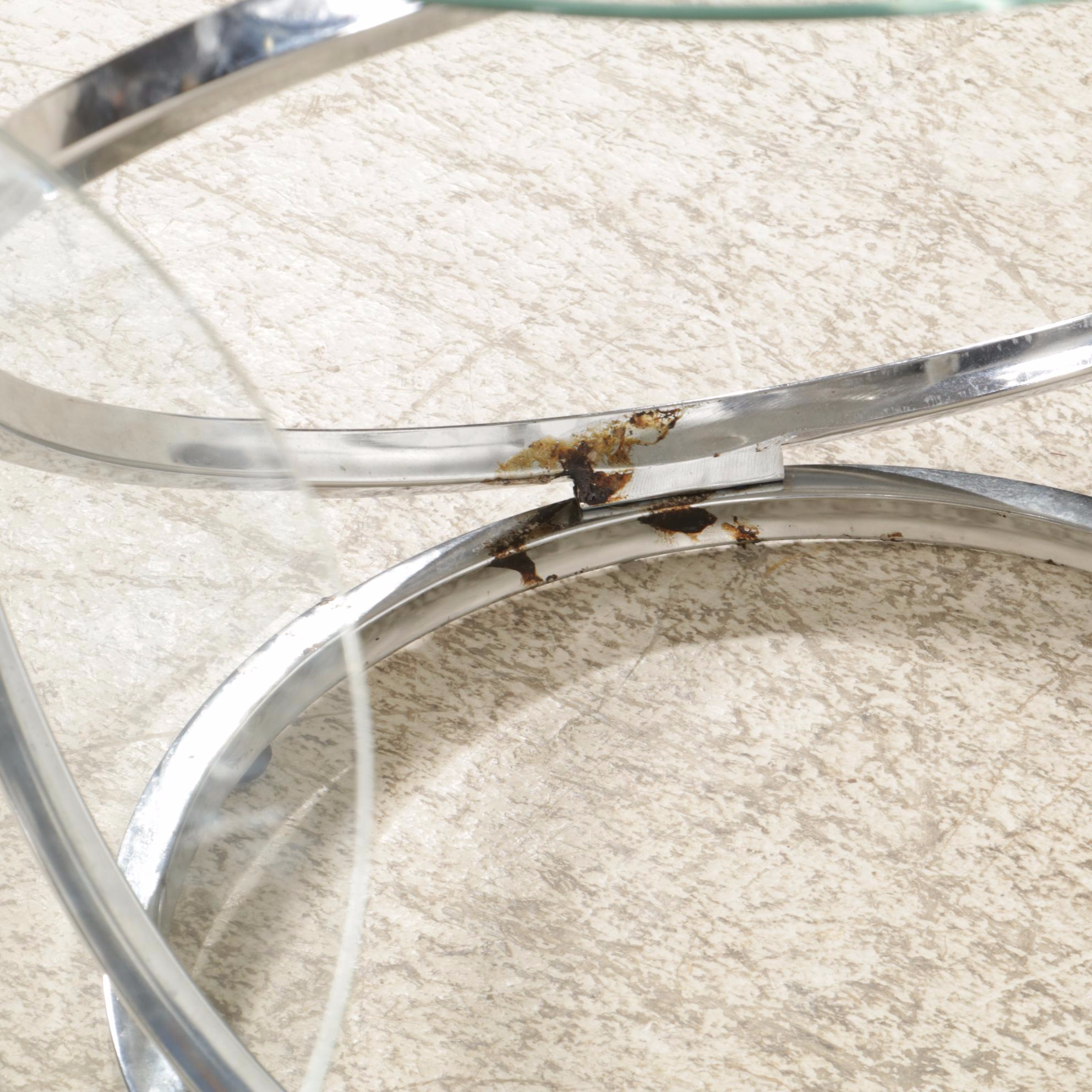 Pair of Contemporary Glass-Top  Metal Side Tables