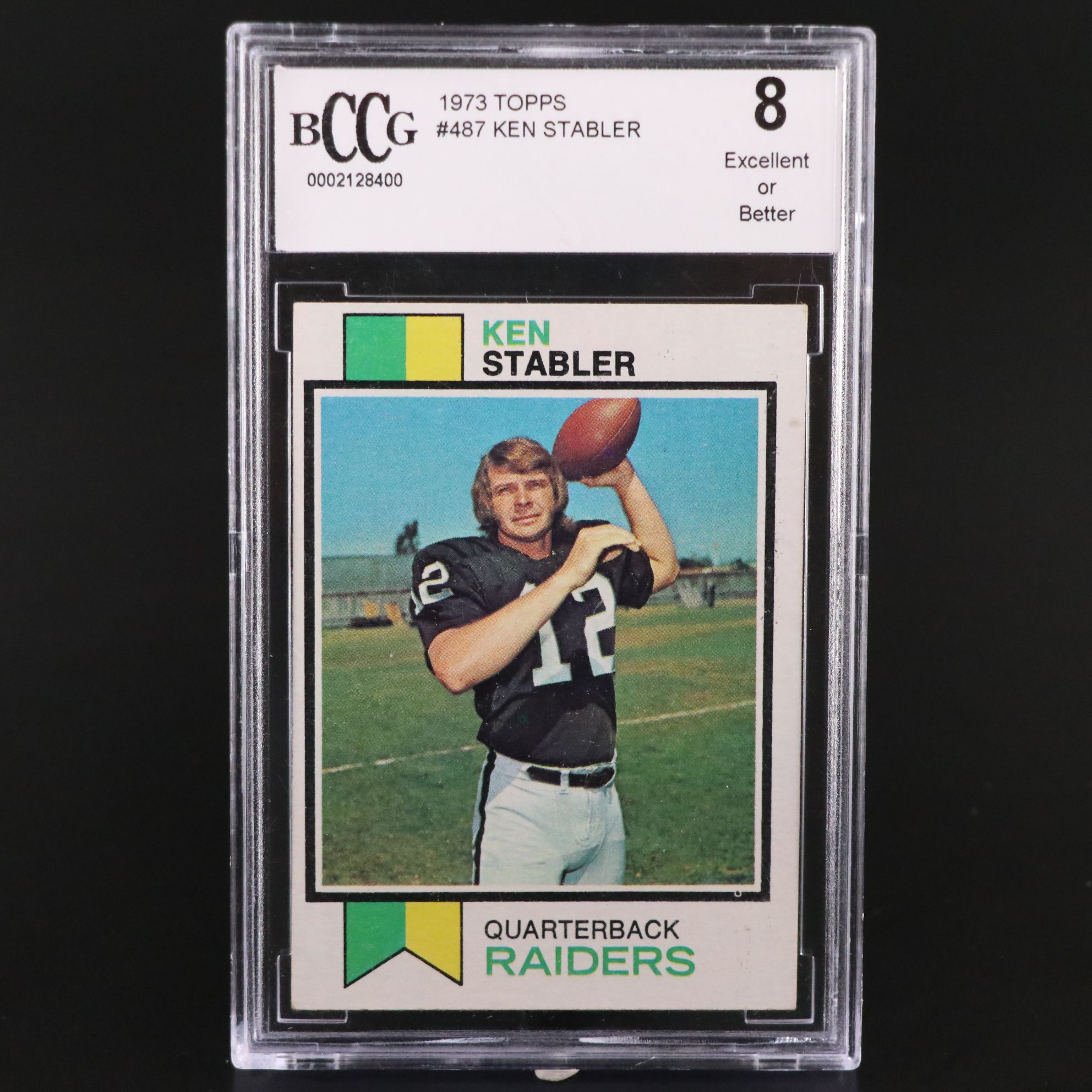 1973 Topps Ken Stabler Oakland Raiders Rookie Football Card Graded BCCG 8