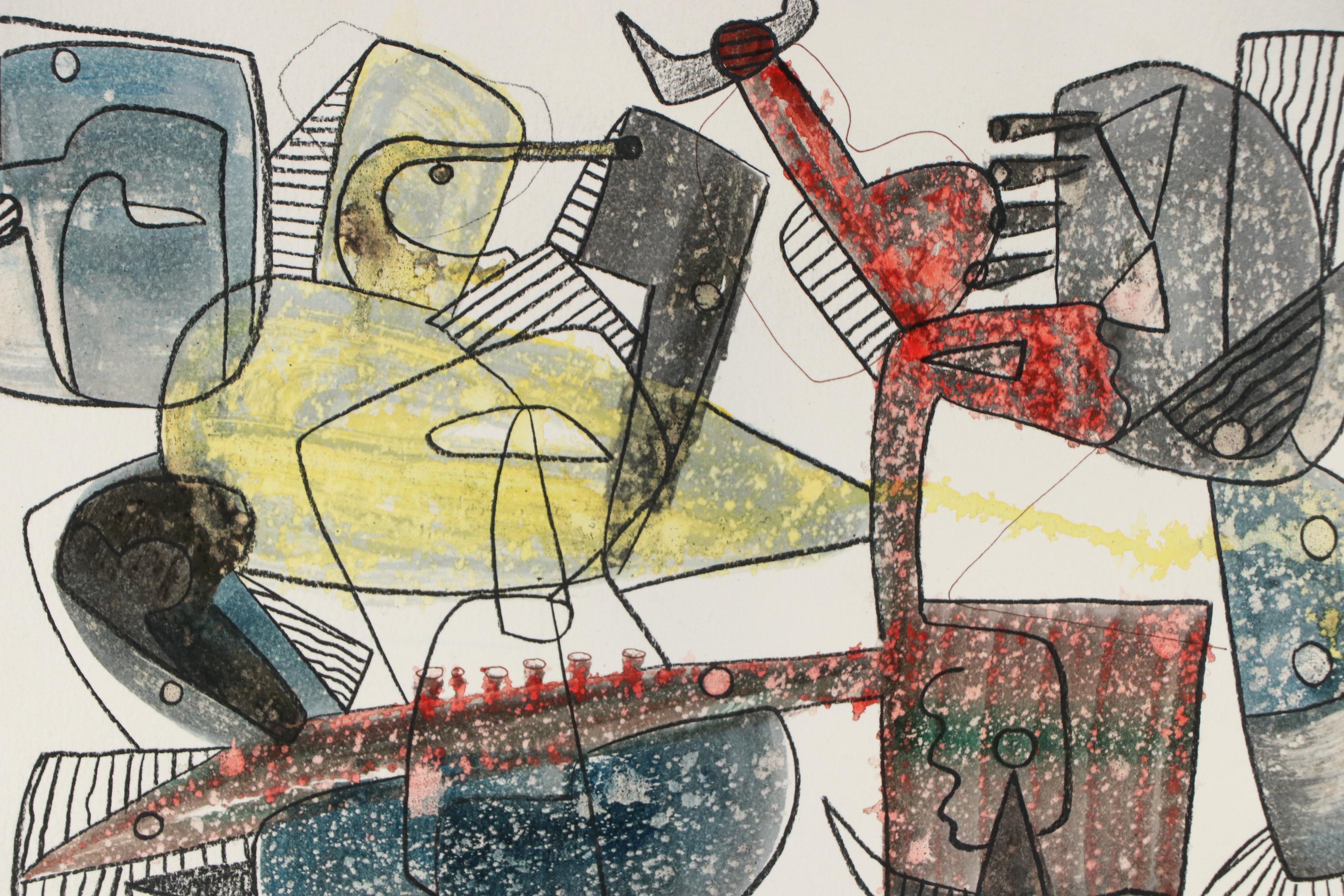 Michel Blázquez Surrealist Mixed Media Painting "Untitled Serie #46," 2025