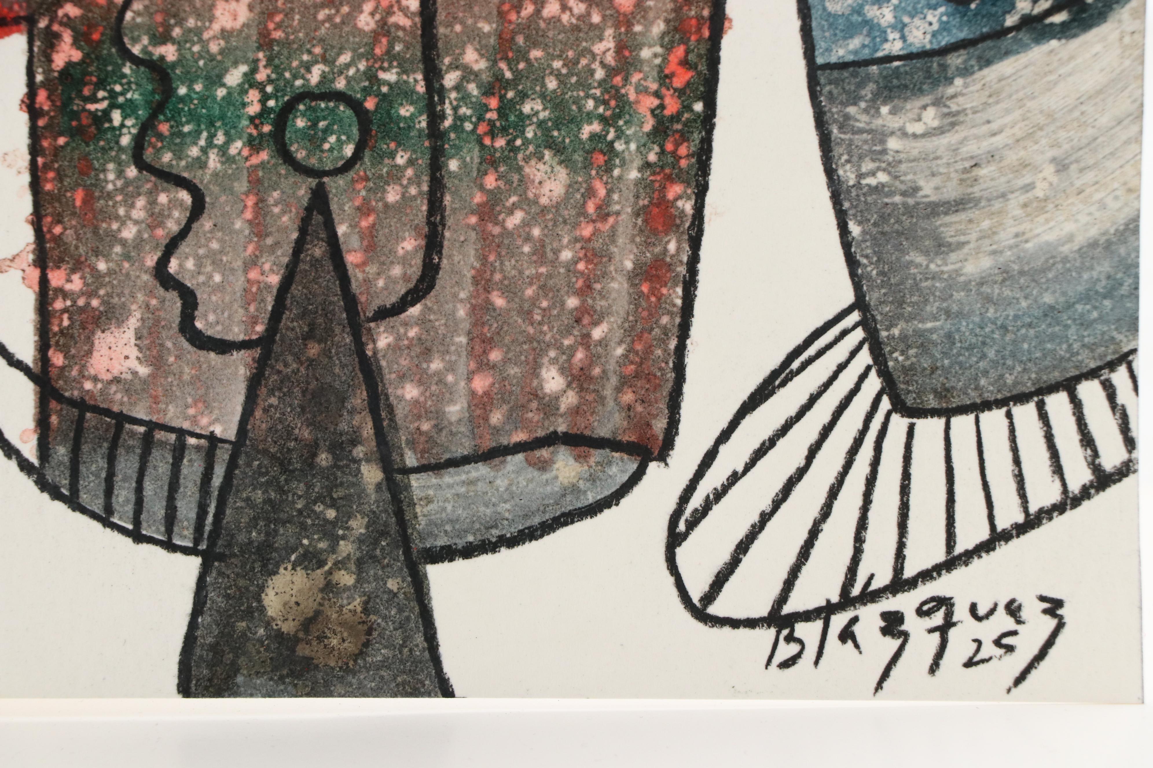 Michel Blázquez Surrealist Mixed Media Painting "Untitled Serie #46," 2025