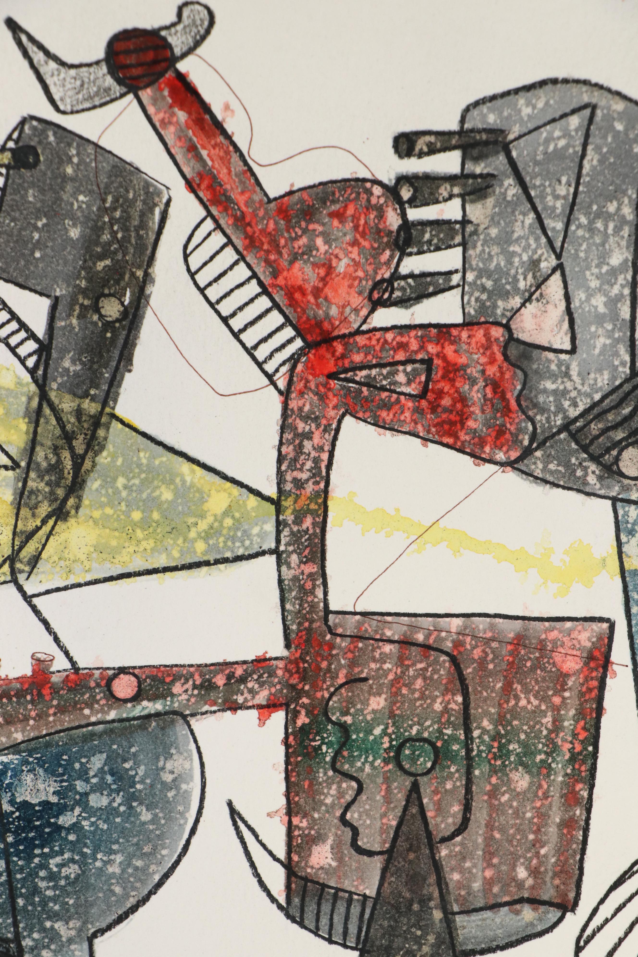 Michel Blázquez Surrealist Mixed Media Painting "Untitled Serie #46," 2025