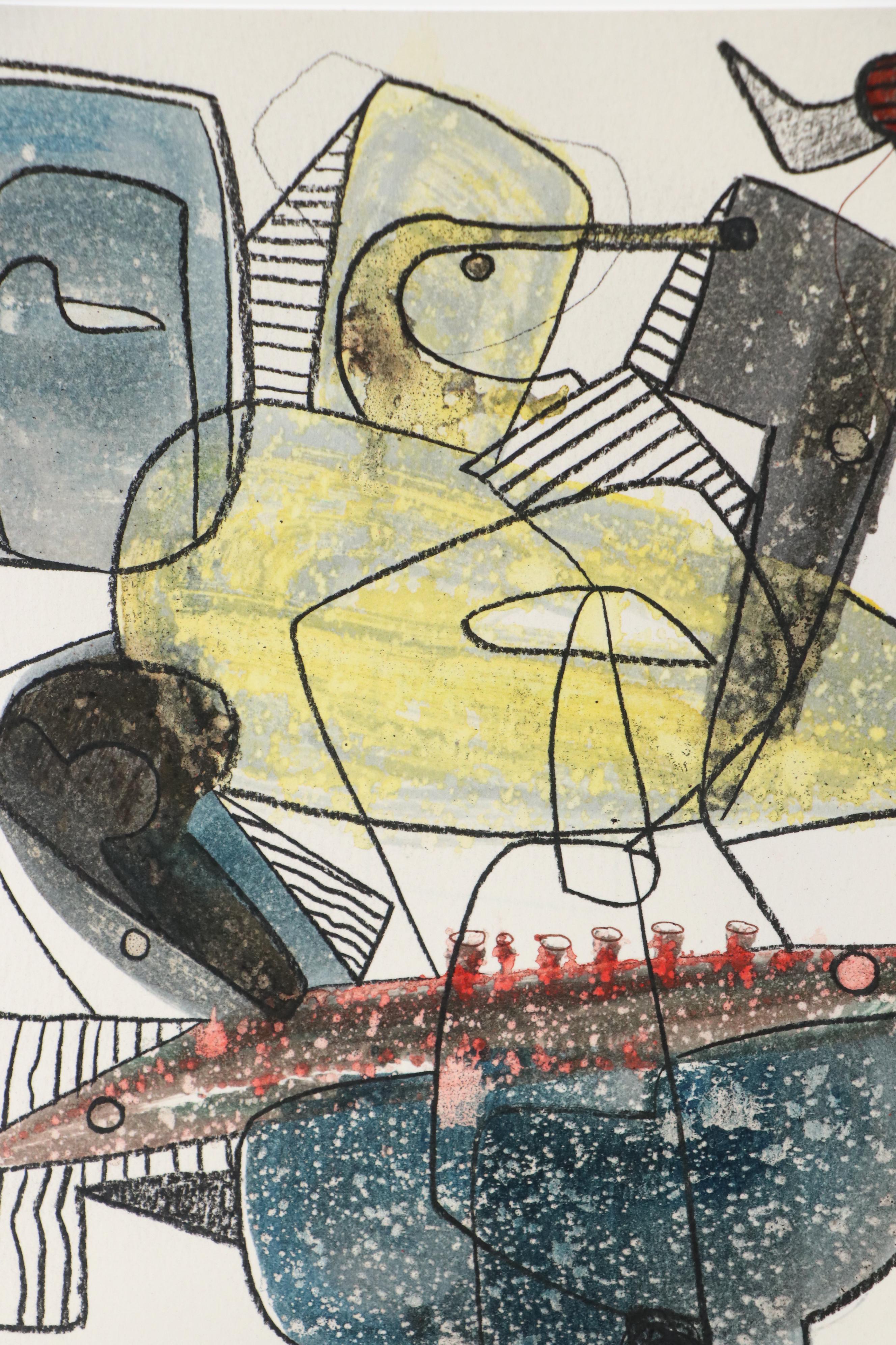 Michel Blázquez Surrealist Mixed Media Painting "Untitled Serie #46," 2025