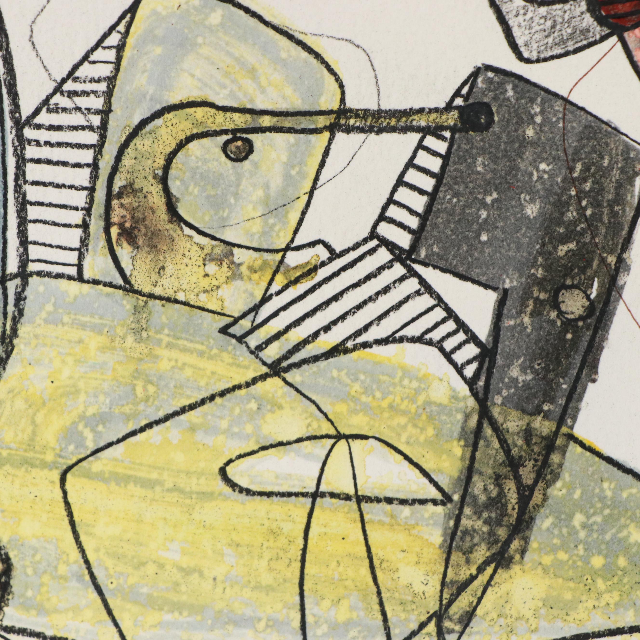 Michel Blázquez Surrealist Mixed Media Painting "Untitled Serie #46," 2025