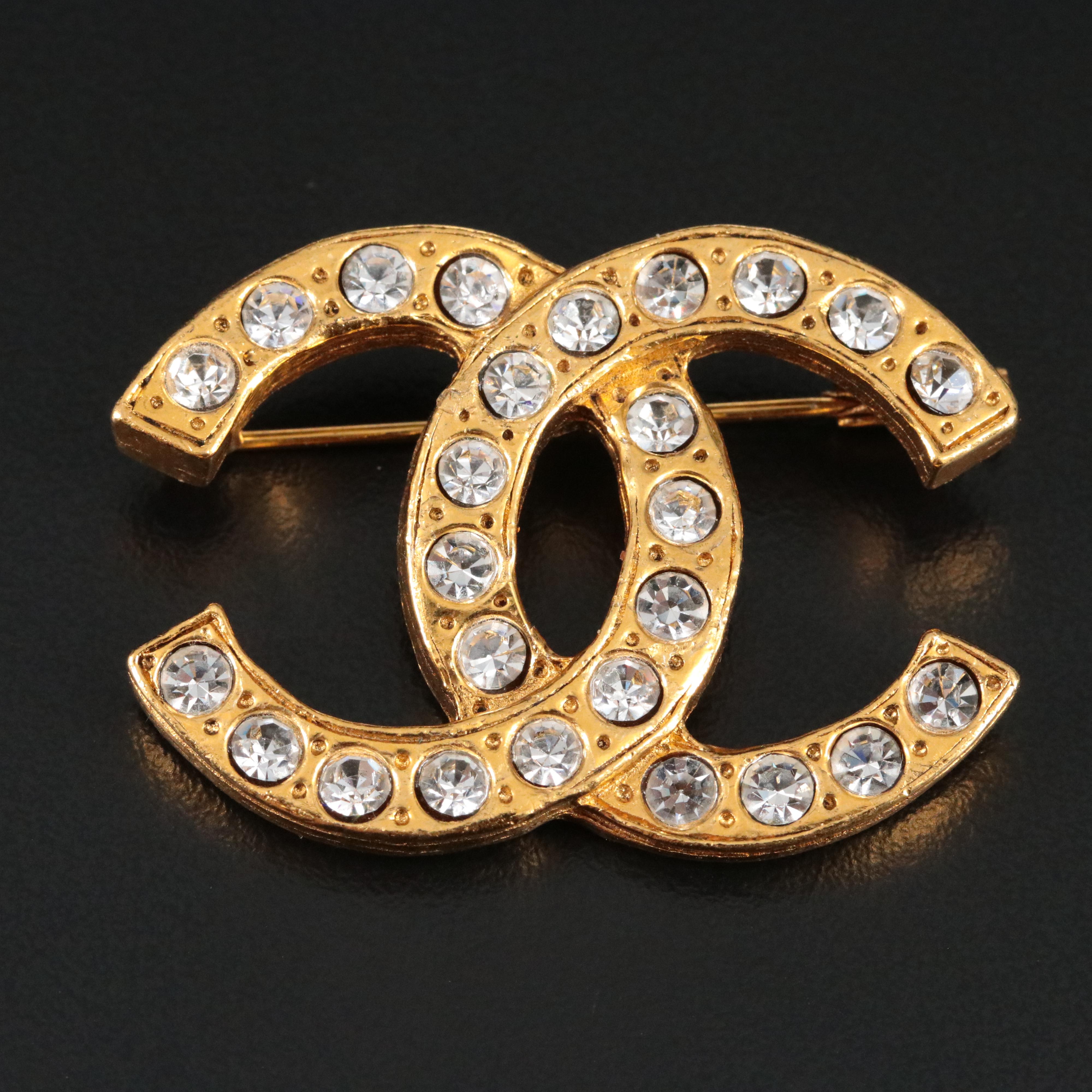 Chanel CC Glass Crystal Brooch