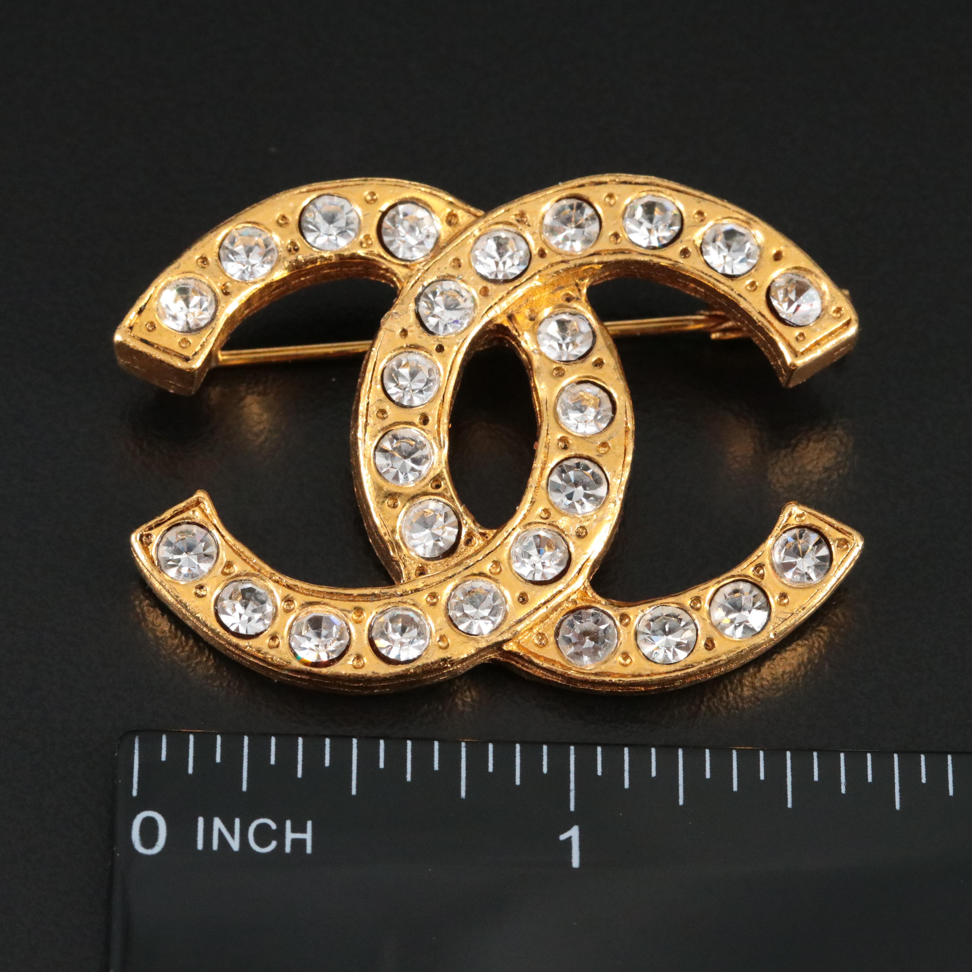 Chanel CC Glass Crystal Brooch