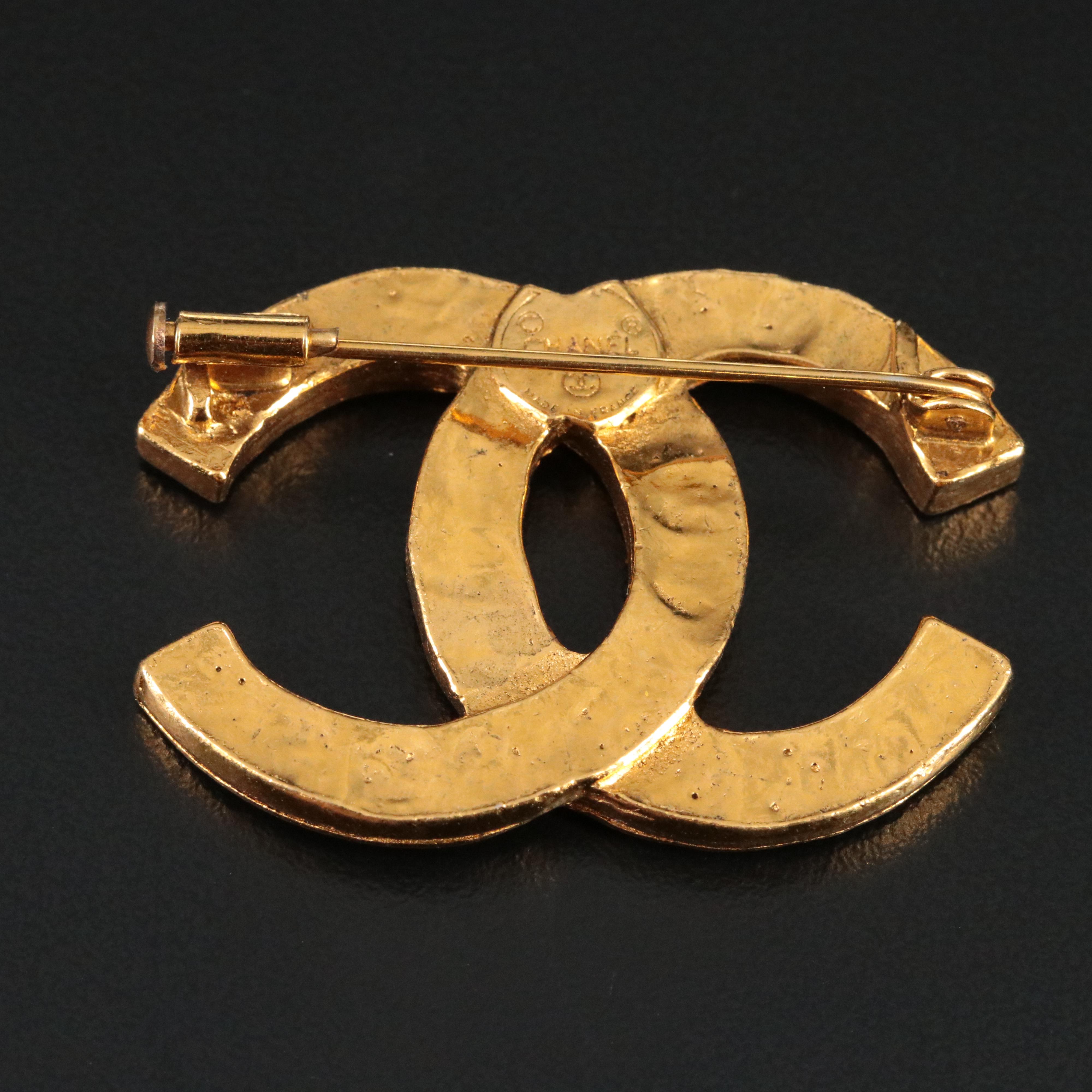 Chanel CC Glass Crystal Brooch