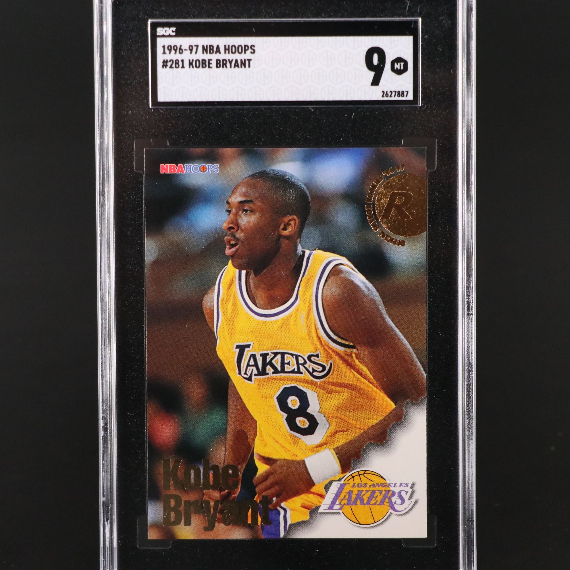 1996-97 NBA Hoops Kobe Bryant Los Angeles Lakers Rookie Card Graded SGC 9
