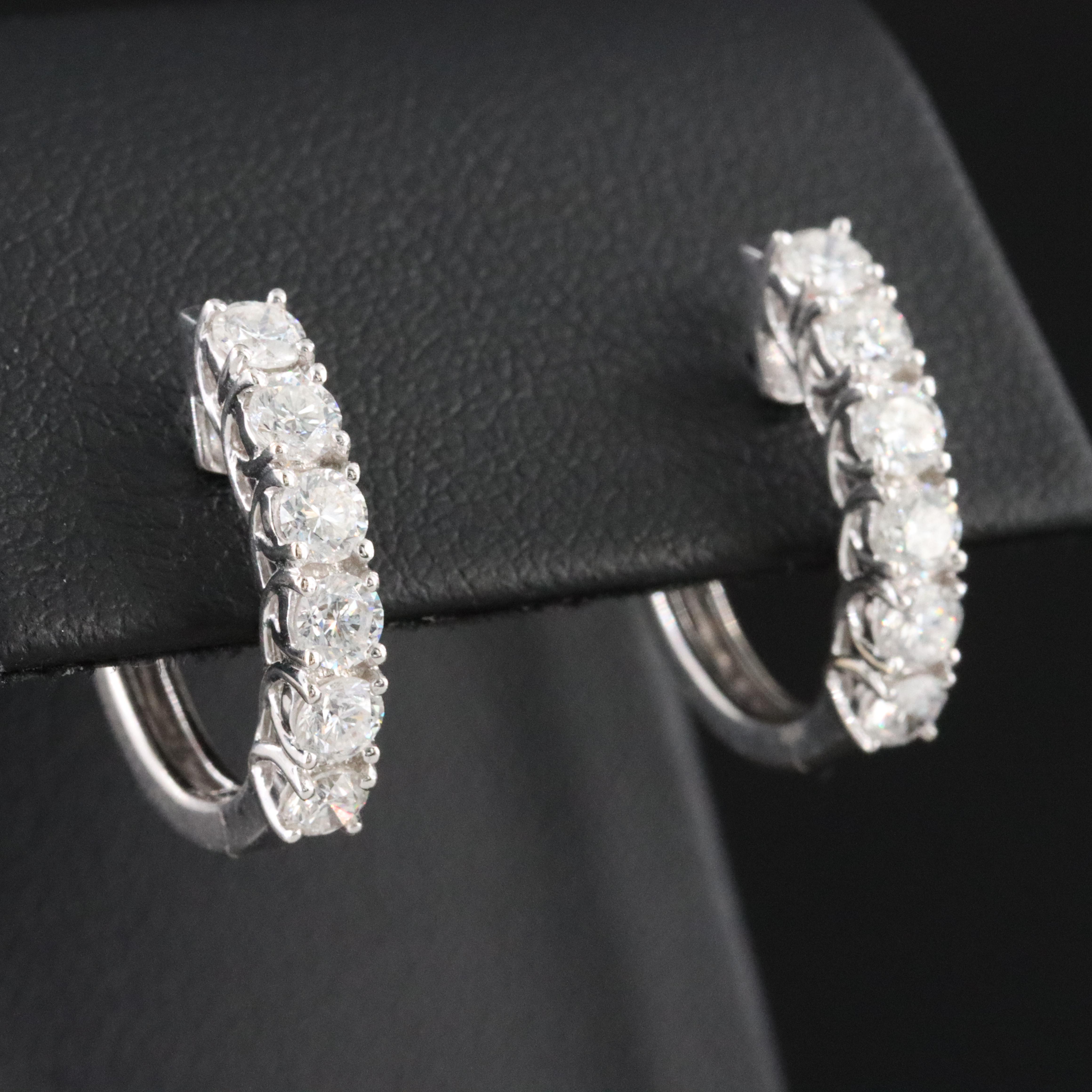 18K 1.20 CTW Diamond Hoop Earrings