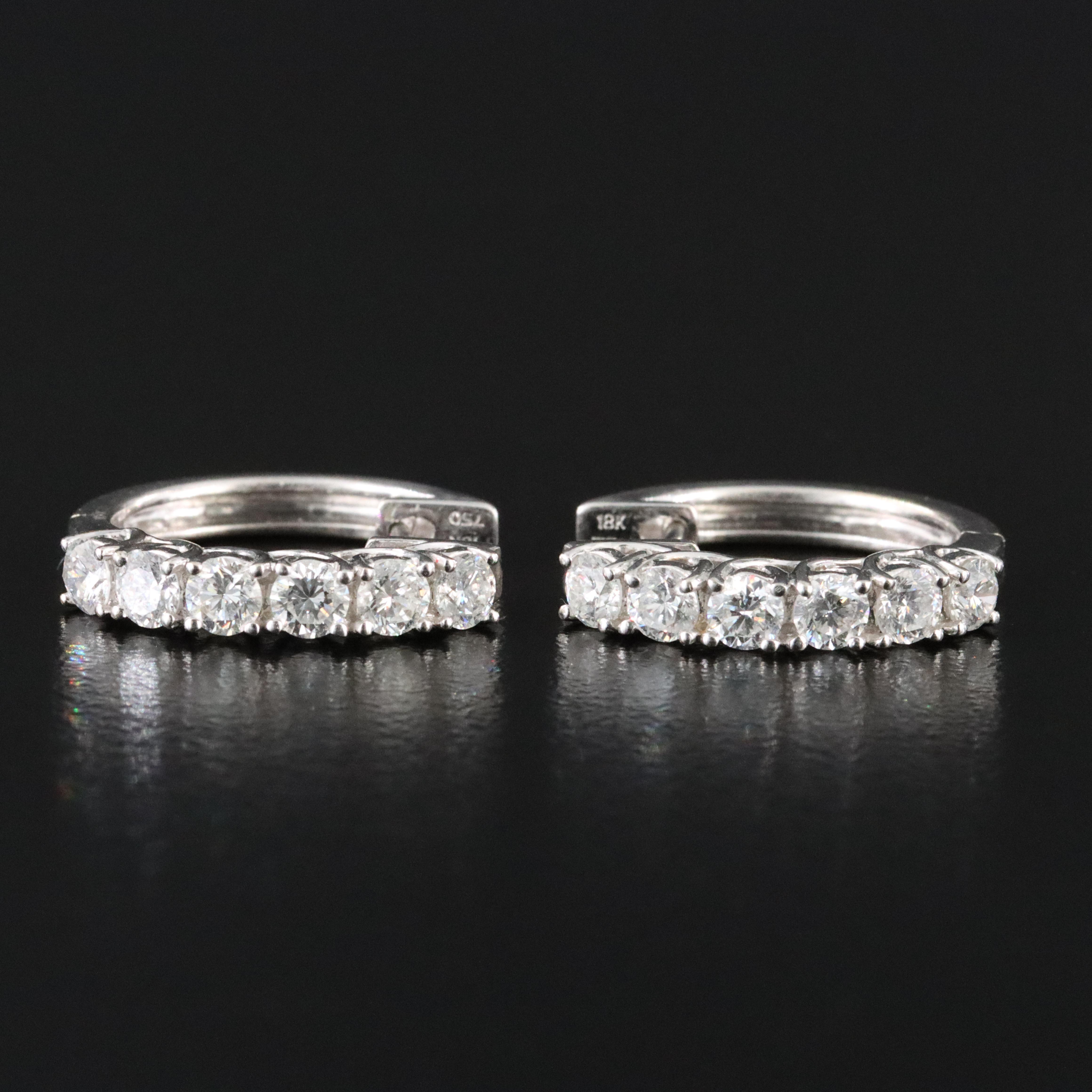 18K 1.20 CTW Diamond Hoop Earrings