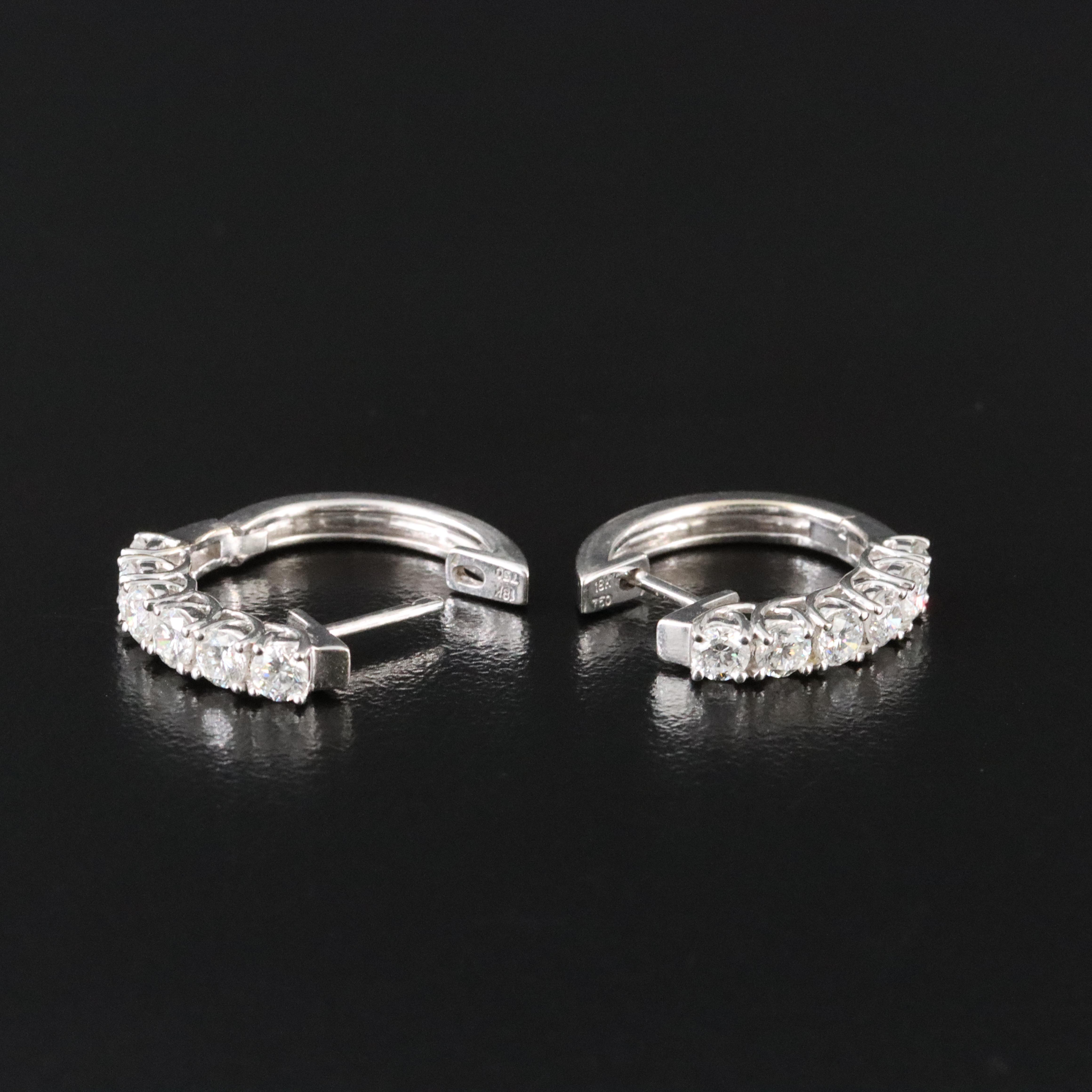 18K 1.20 CTW Diamond Hoop Earrings