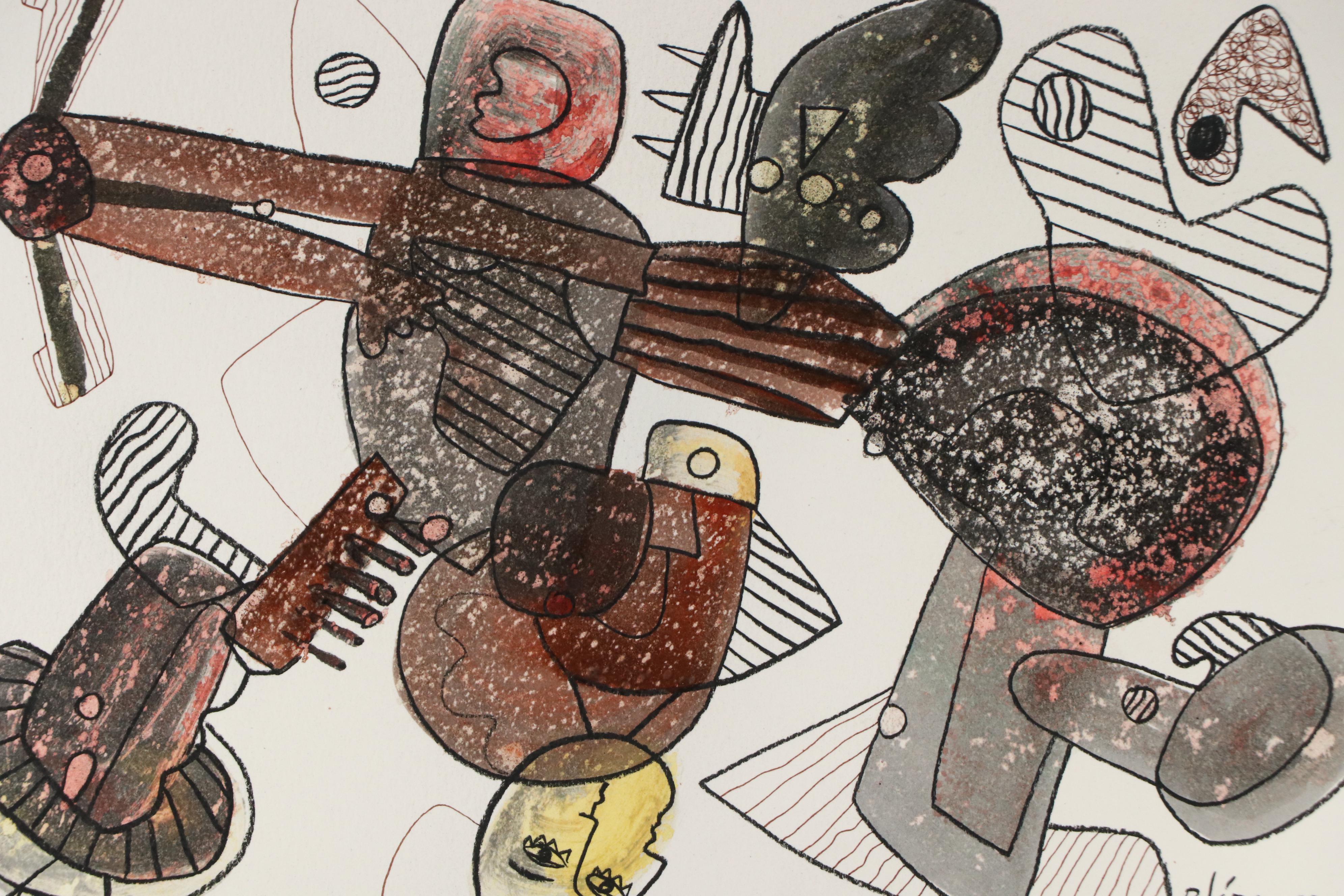 Michel Blázquez Surrealist Mixed Media Painting "Untitled Serie #41," 2025