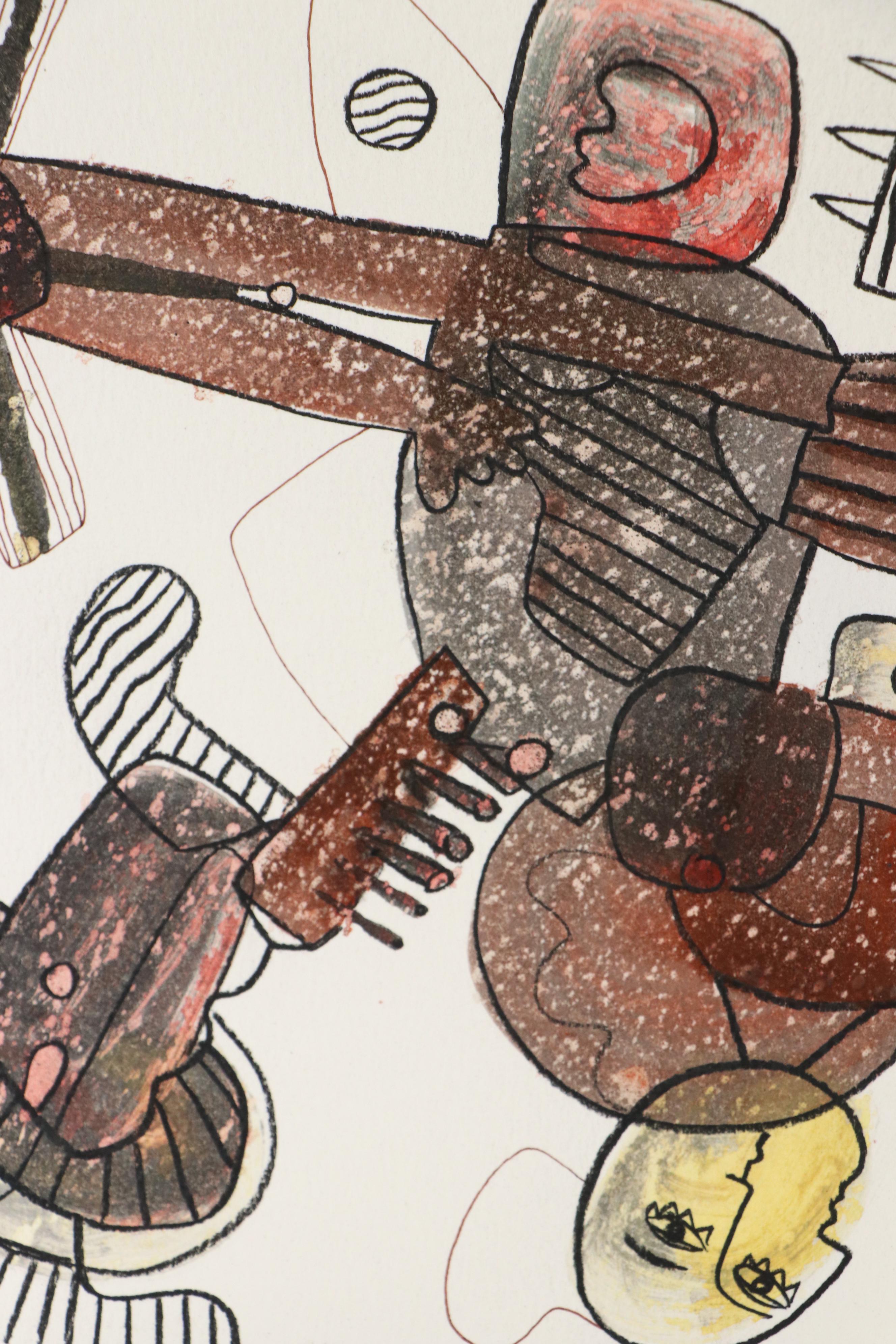 Michel Blázquez Surrealist Mixed Media Painting "Untitled Serie #41," 2025