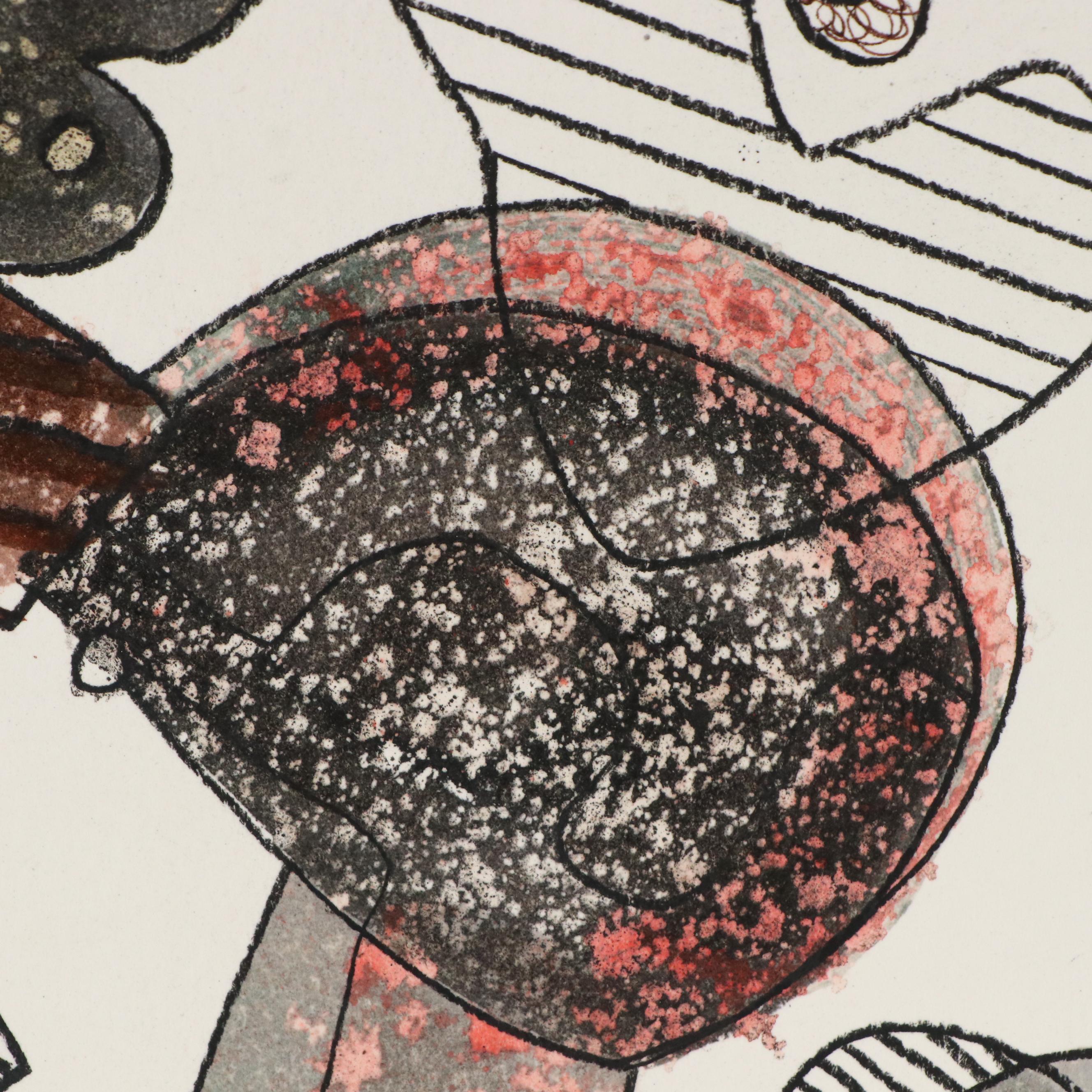 Michel Blázquez Surrealist Mixed Media Painting "Untitled Serie #41," 2025