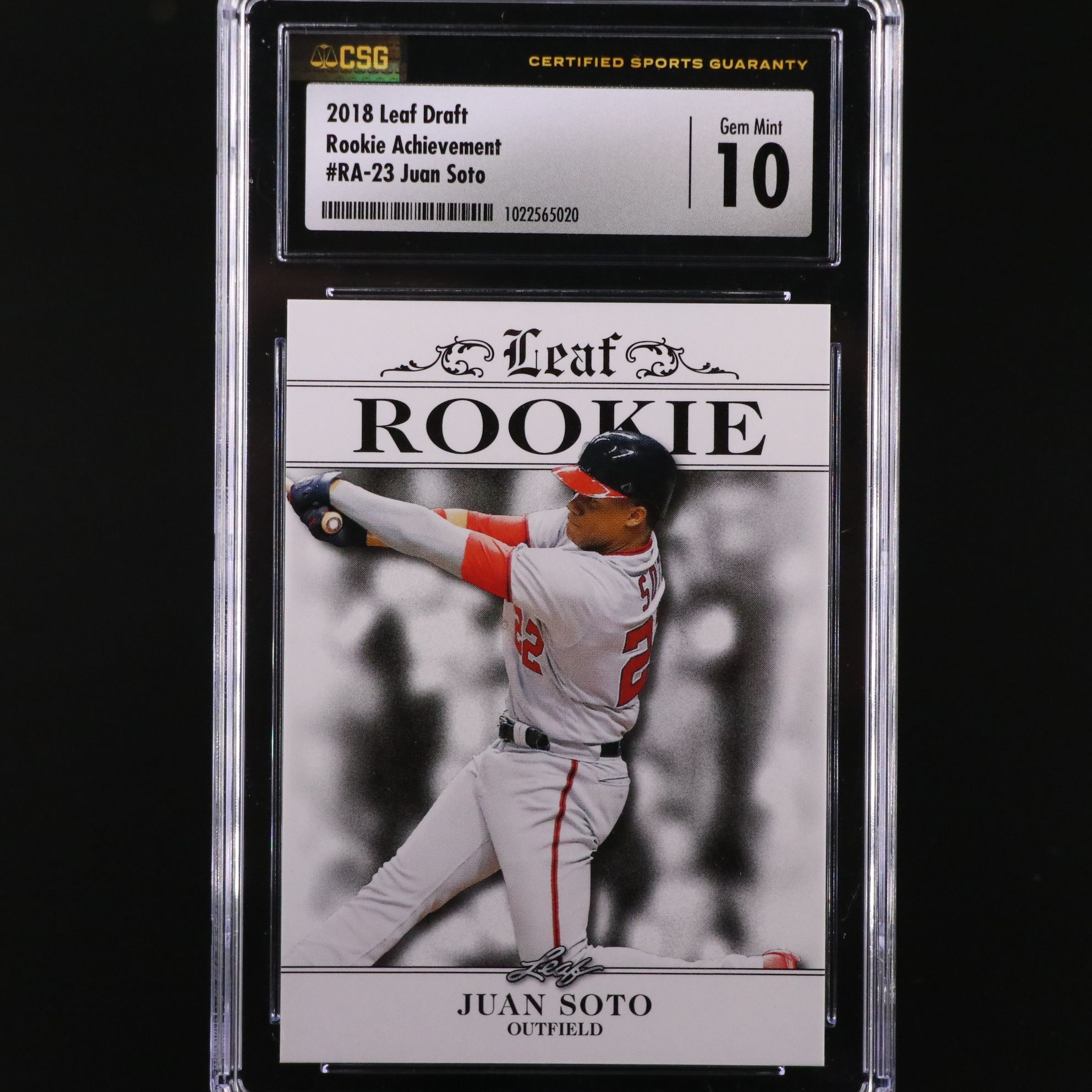 2018 Leaf Draft Juan Soto Rookie Baseball Card Graded CSG 10