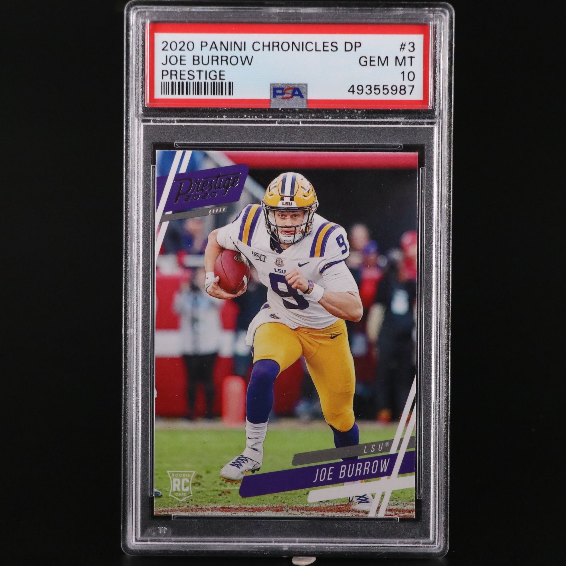 2020 Chronicles Draft Picks Joe Burrow Prestige Rookie Card Graded PSA 10