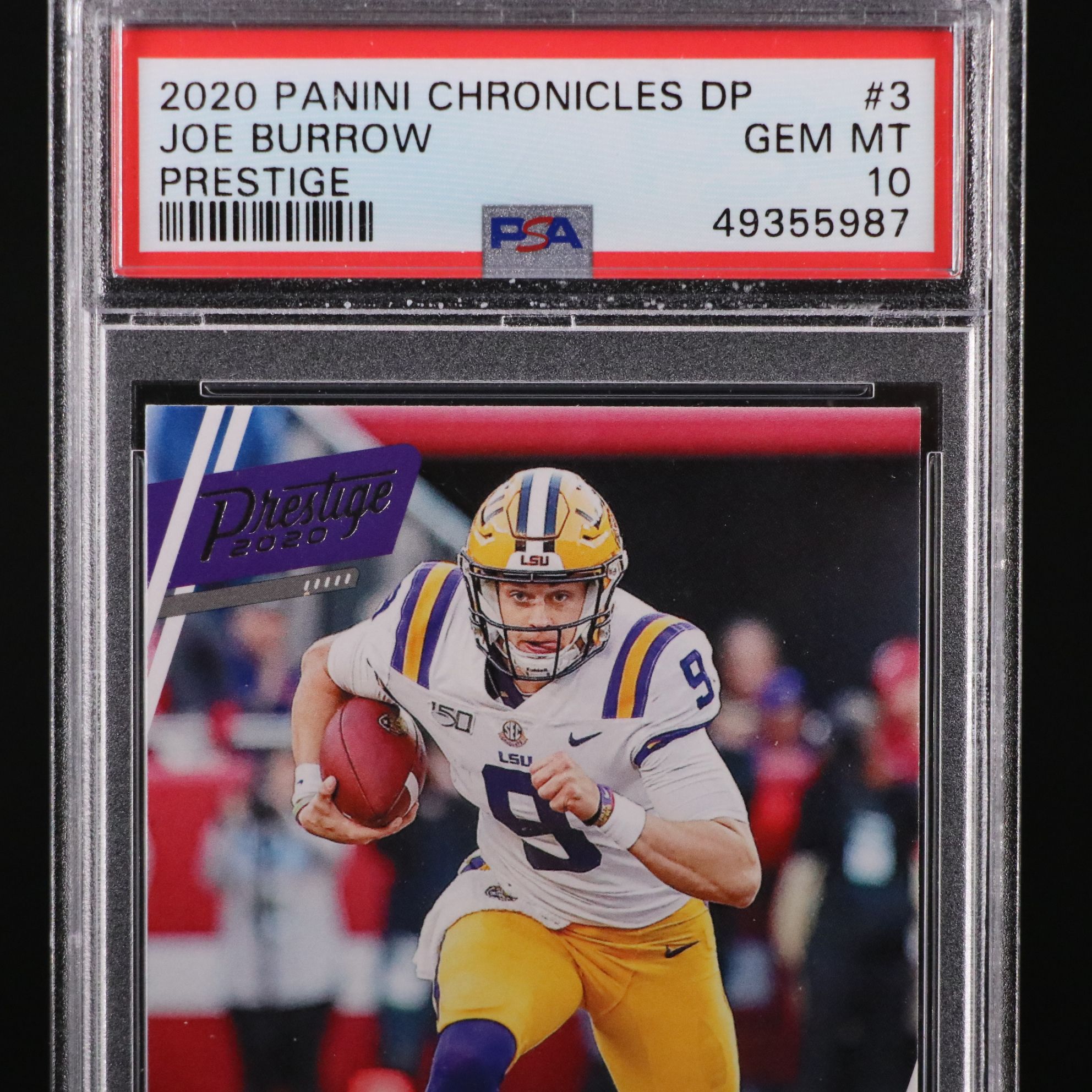 2020 Chronicles Draft Picks Joe Burrow Prestige Rookie Card Graded PSA 10