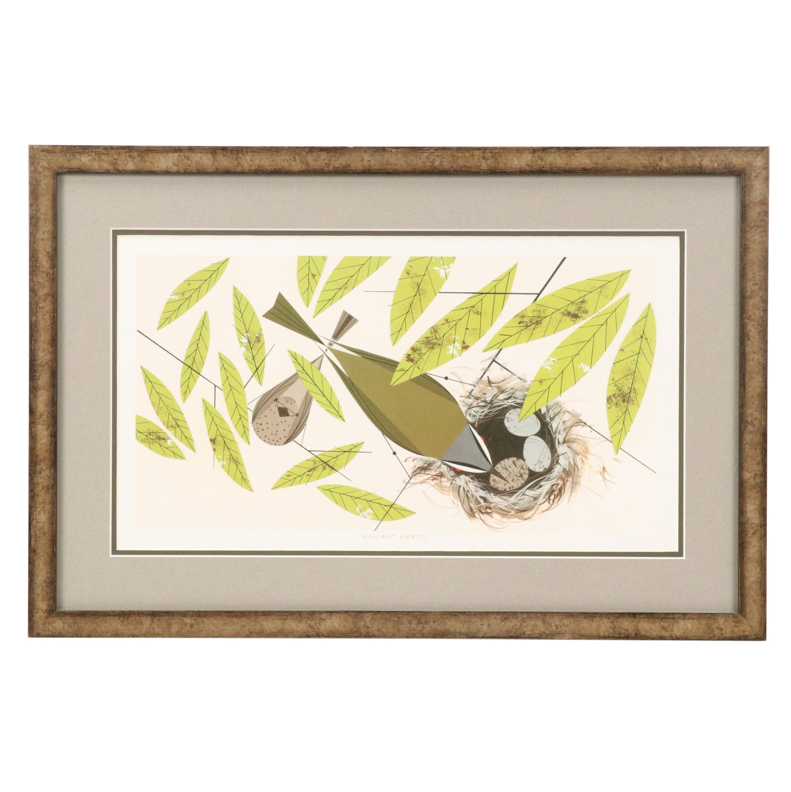 Charley Harper Offset Lithograph "Vigilant Vireos"