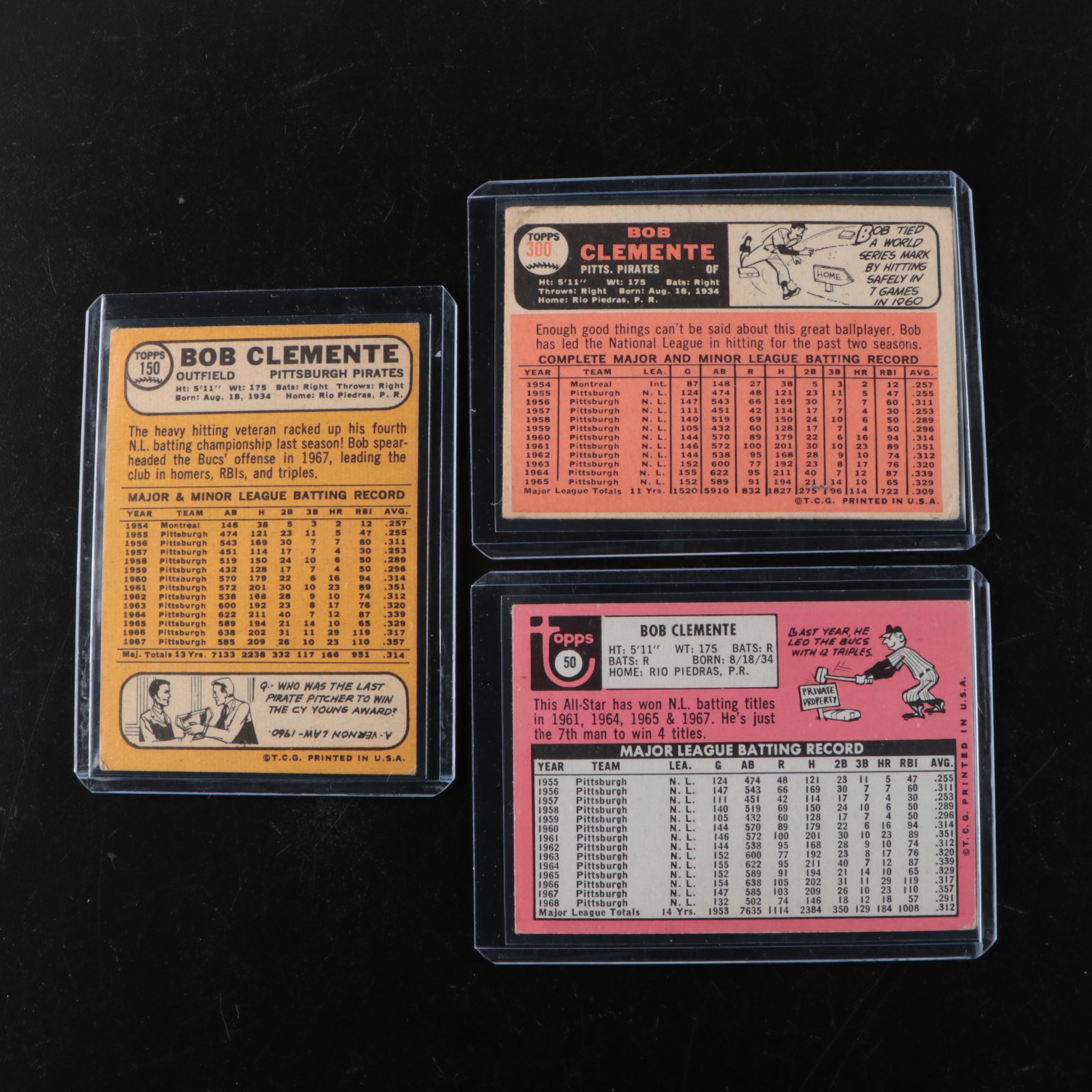 Topps Roberto Clemente Pittsburgh Pirates Baseball Cards, 1960s-1970s