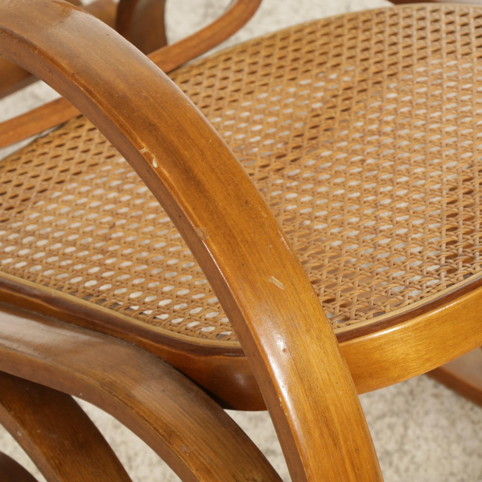 Thonet Style Bentwood Rocking Chair with Woven Cane Seat