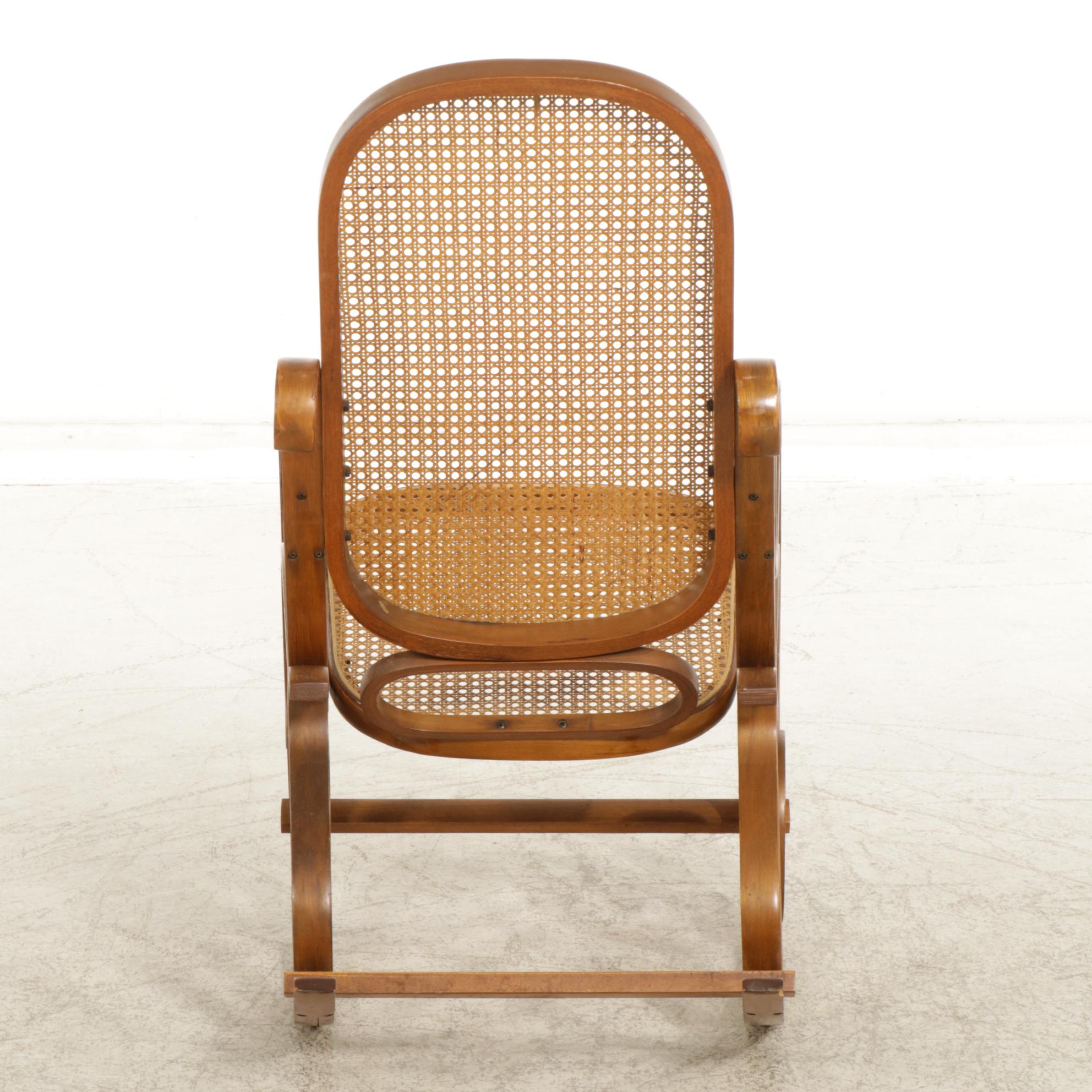 Thonet Style Bentwood Rocking Chair with Woven Cane Seat