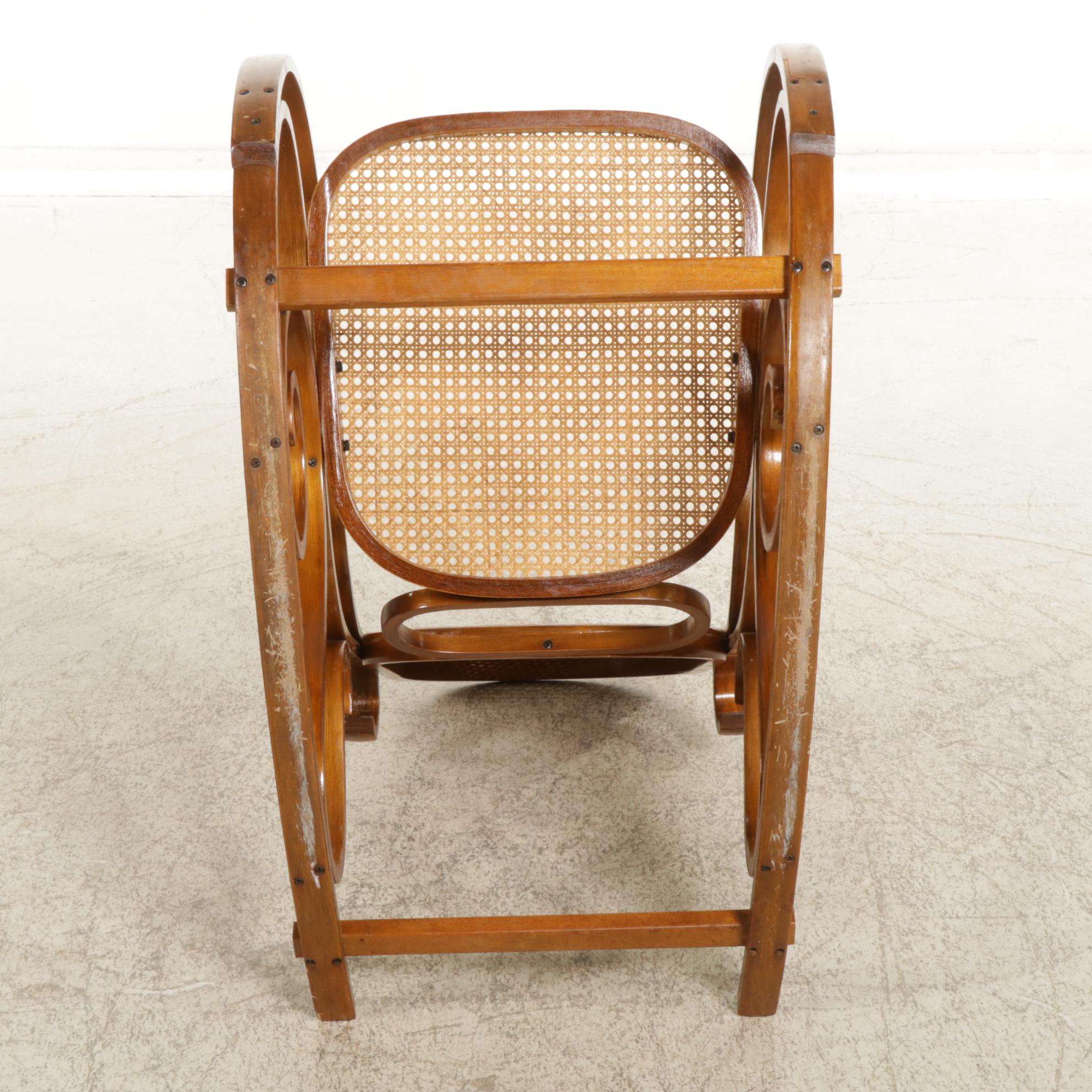 Thonet Style Bentwood Rocking Chair with Woven Cane Seat