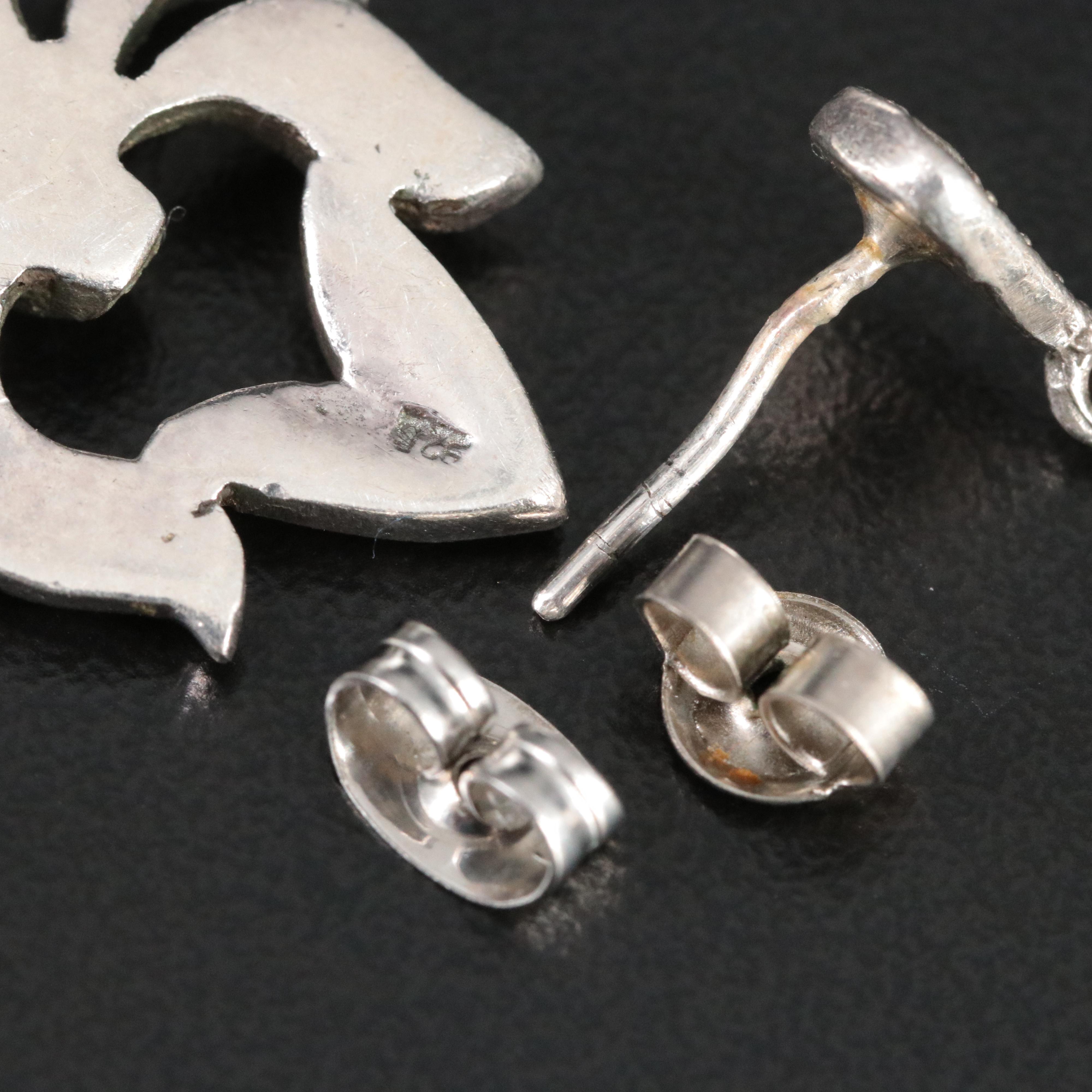 Sterling Marcasite and Spinel Ribbon Waterfall Earrings