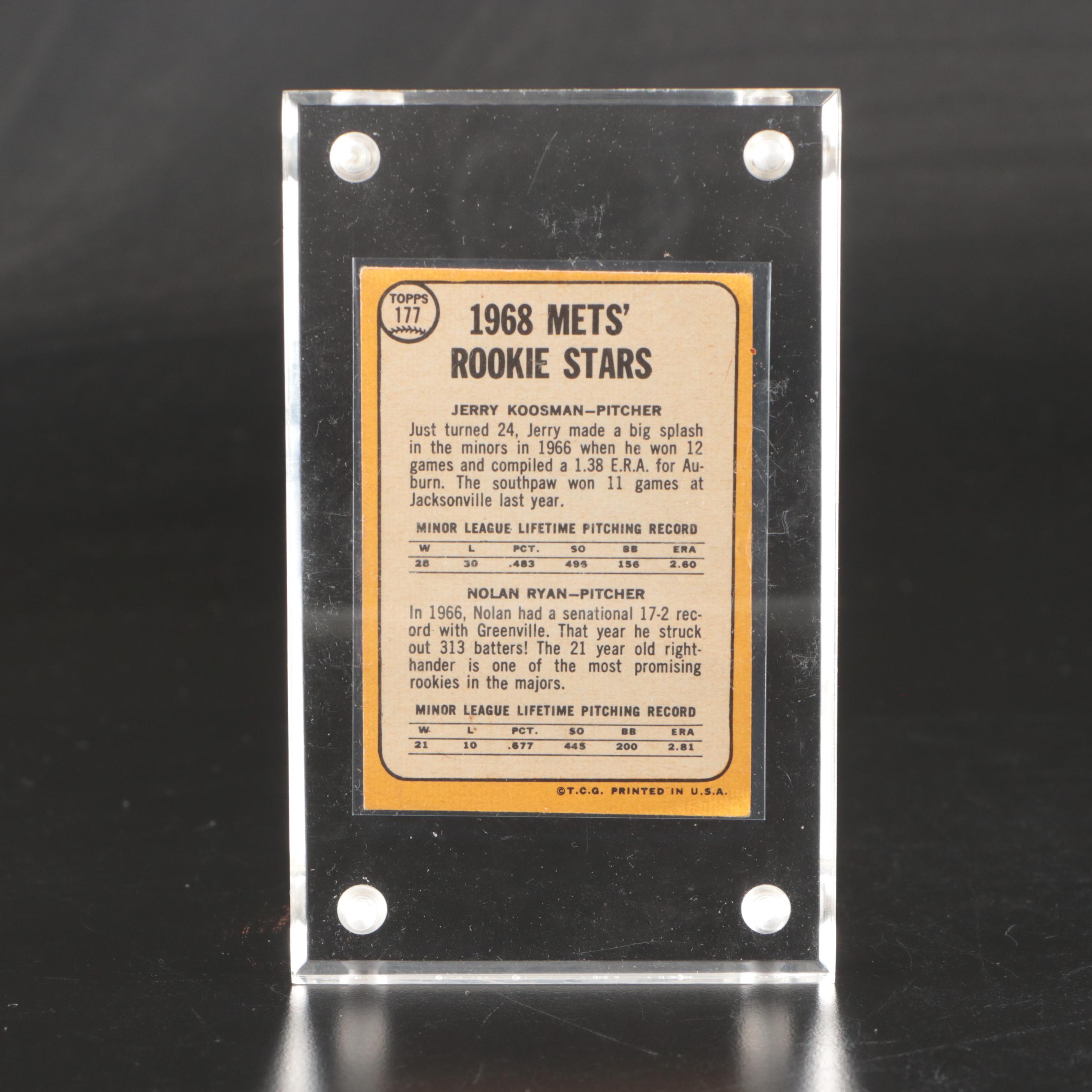 1968 Topps Nolan Ryan New York Mets Rookie Baseball Card