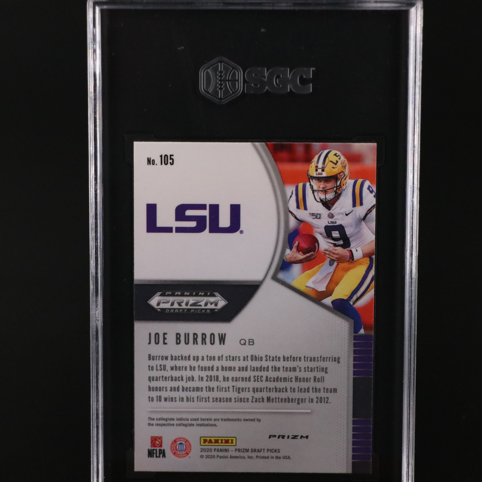 2020 Prizm Draft Picks Joe Burrow Pink Pulsar Rookie Football Card Graded SGC 10