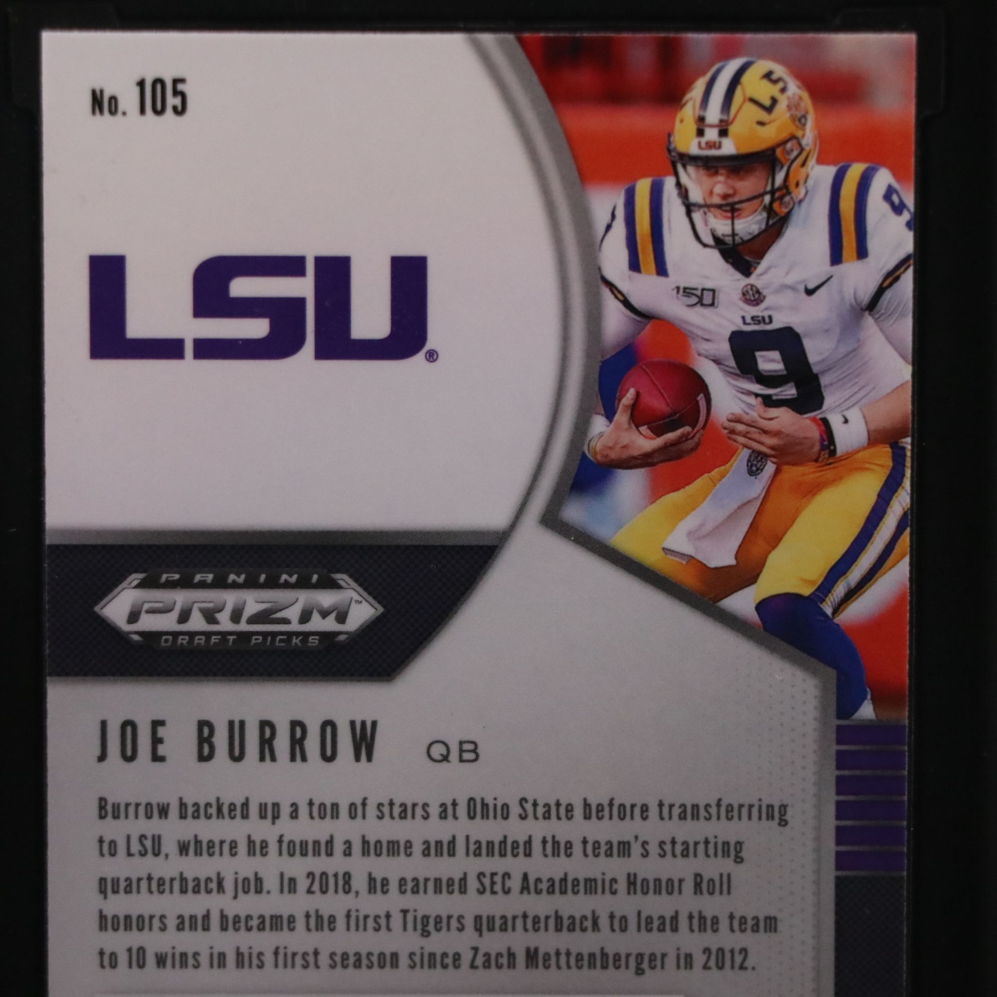 2020 Prizm Draft Picks Joe Burrow Pink Pulsar Rookie Football Card Graded SGC 10