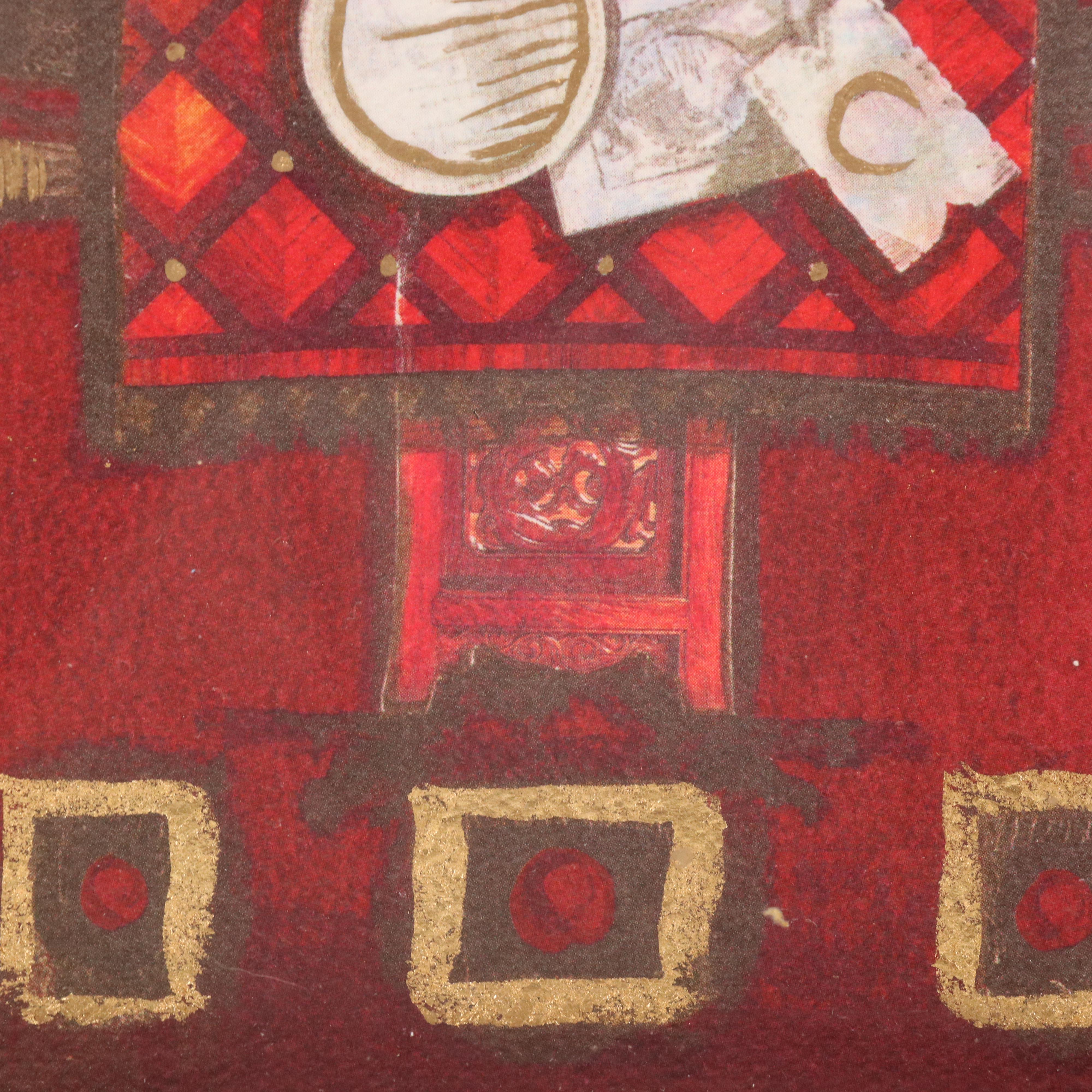 Marie Frédérique Mixed Media Print Assemblage of Medieval Soldier, 21st Century