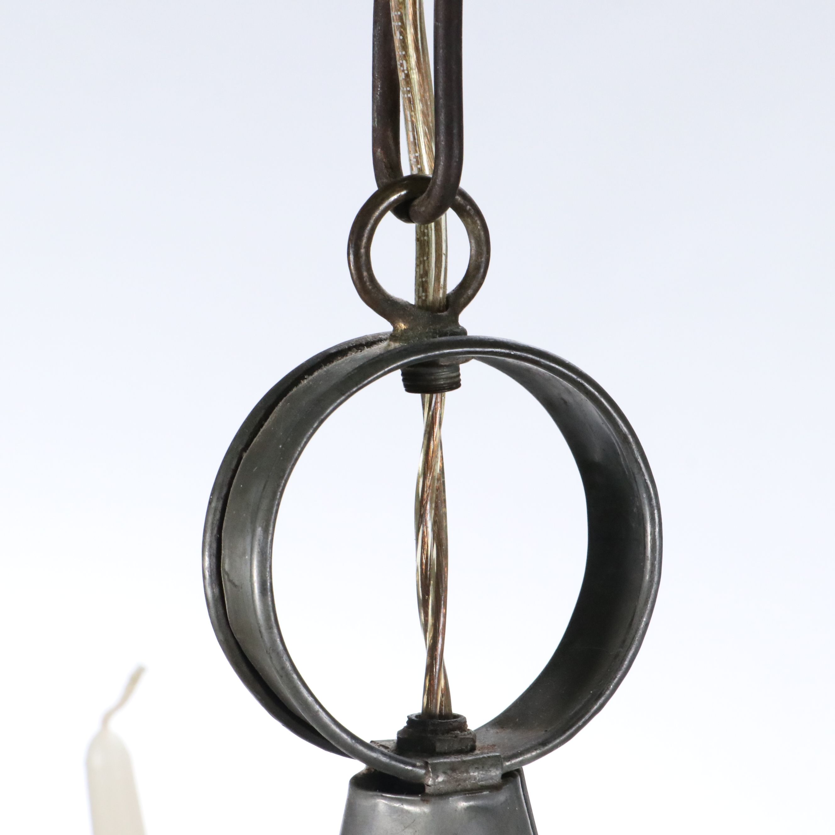 Colonial Revival Style Tin Six-Arm Candlestick Chandelier