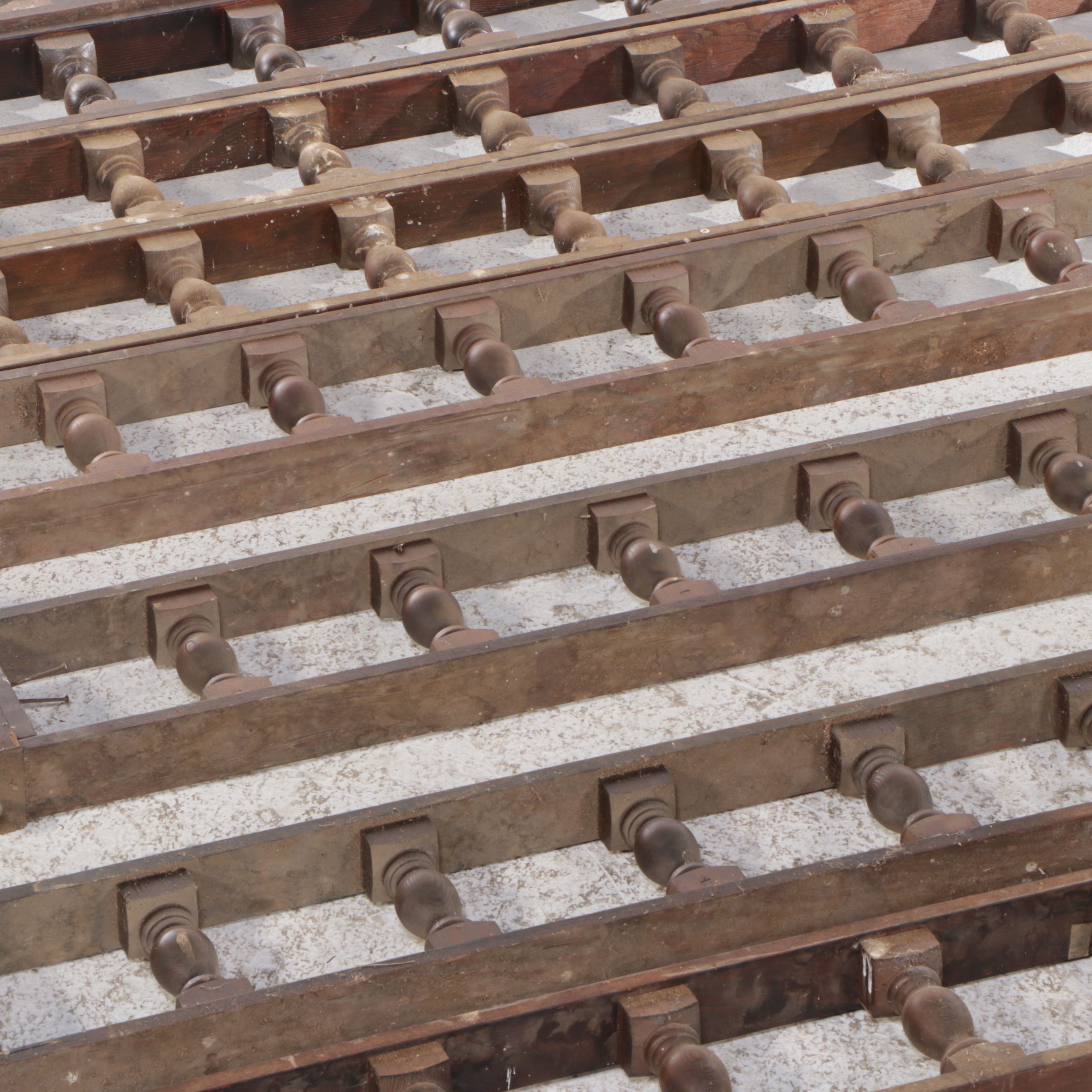 Architectural Salvage Carved Oak Wood Baluster Top Rail Sections