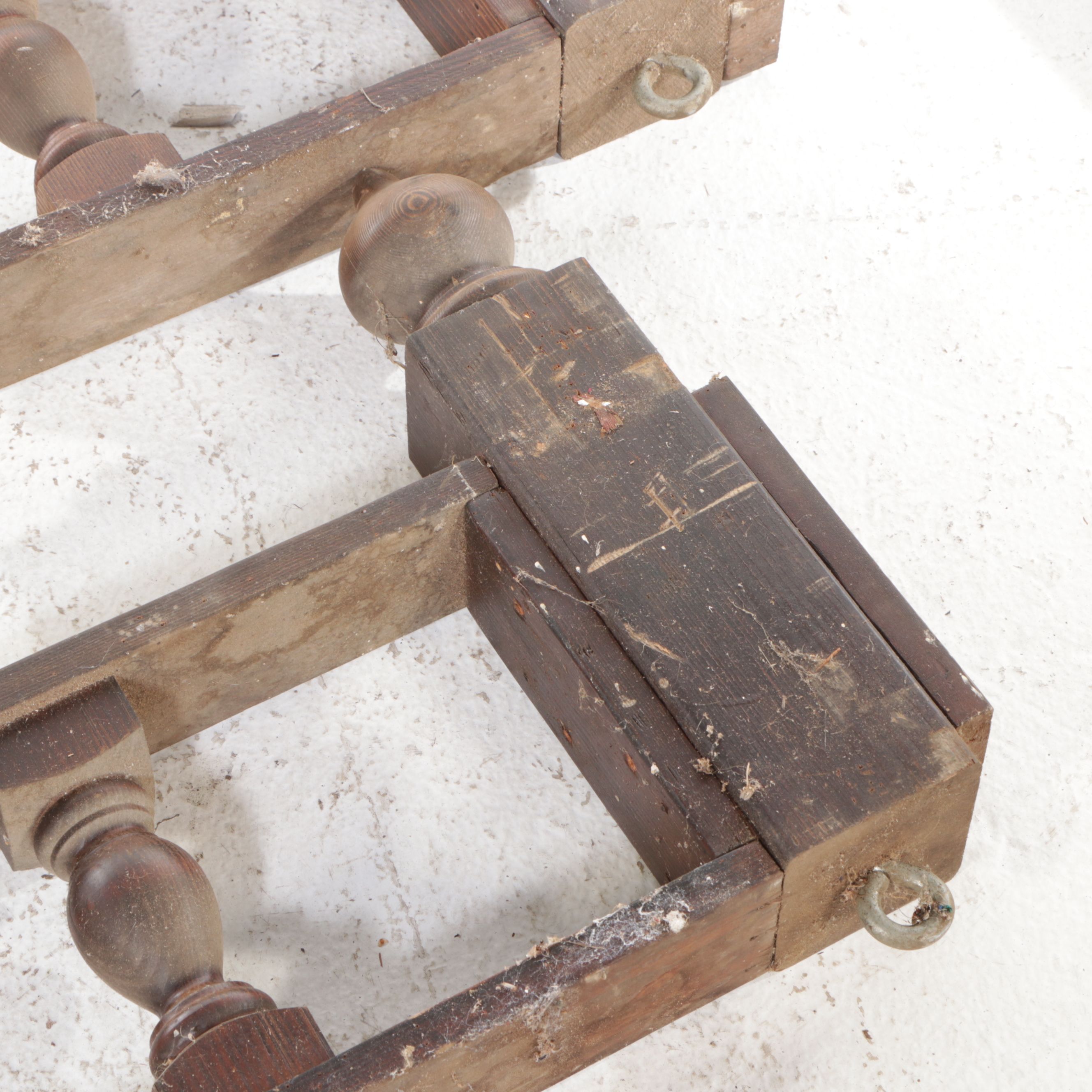 Architectural Salvage Carved Oak Wood Baluster Top Rail Sections