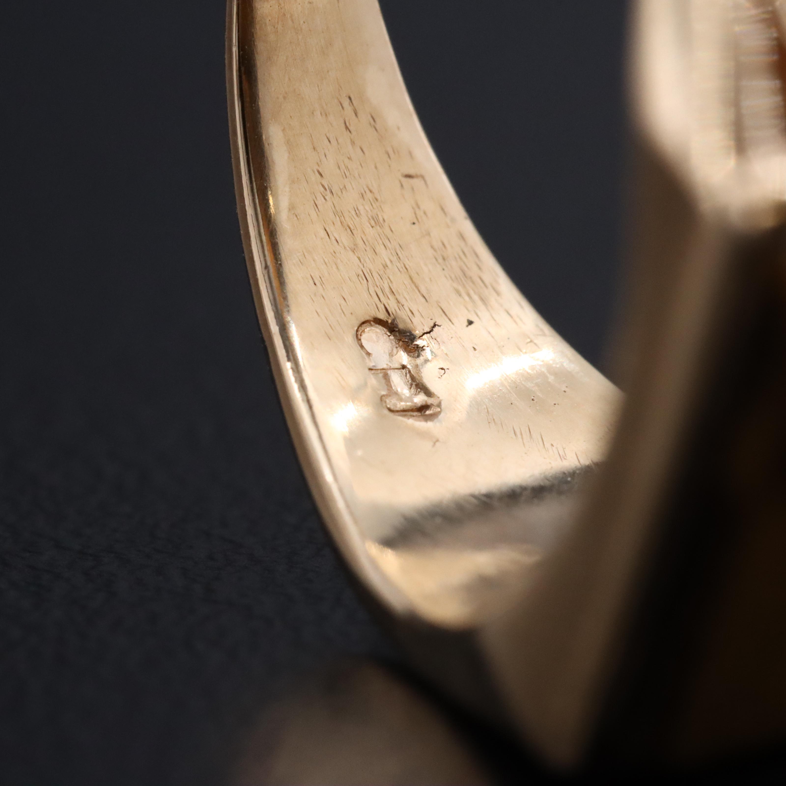 10K Tiger's Eye Ring with Scrollwork Detail