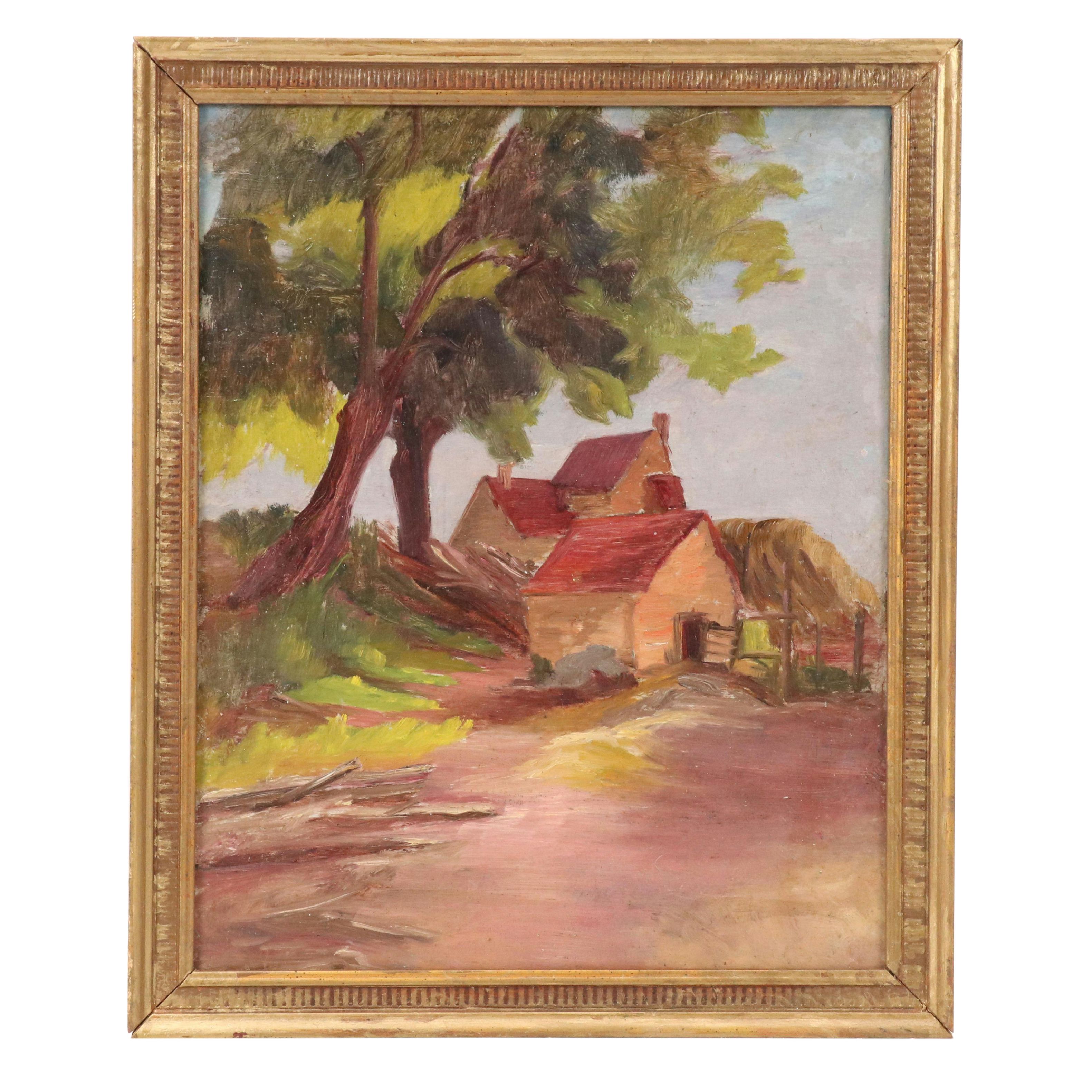Jeanne Reimbolte Plein Air Landscape Oil Painting, Early 20th Century