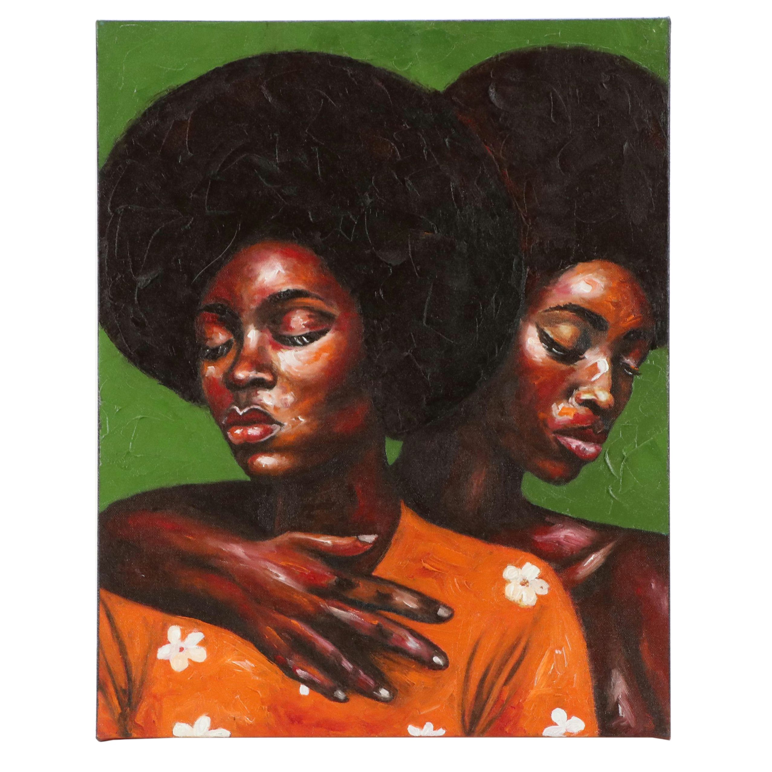 Oluwakemi Omowaire Oil Portrait "Friends Forever, Sister For Life."