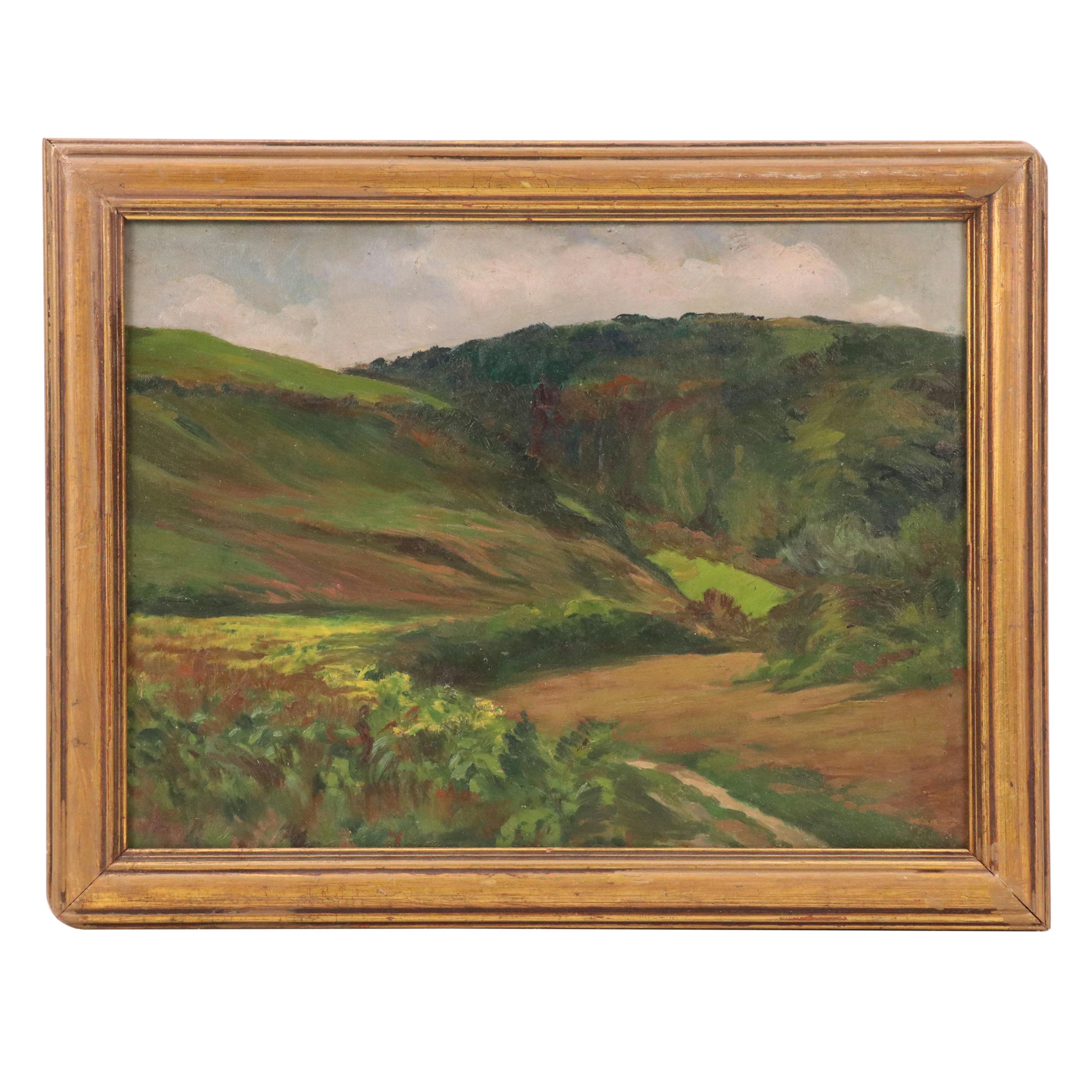 Attributed to Marie Martelli-Chautard Landscape Oil Painting, Early 20th Century