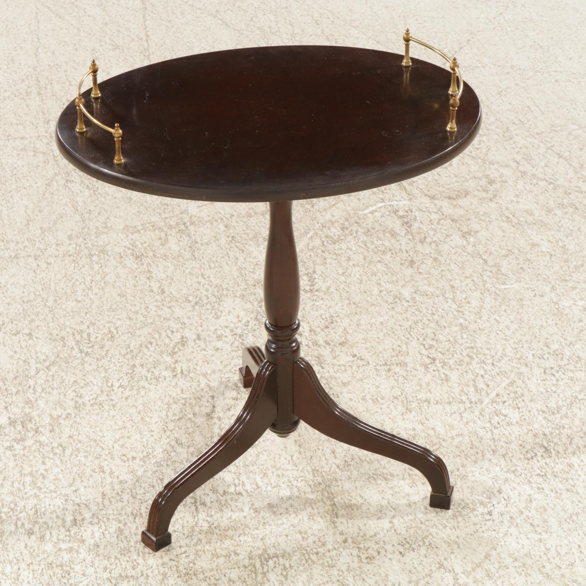 Mahogany Accent Table with Brass Gallery Rails, Late 20th to 21st Century