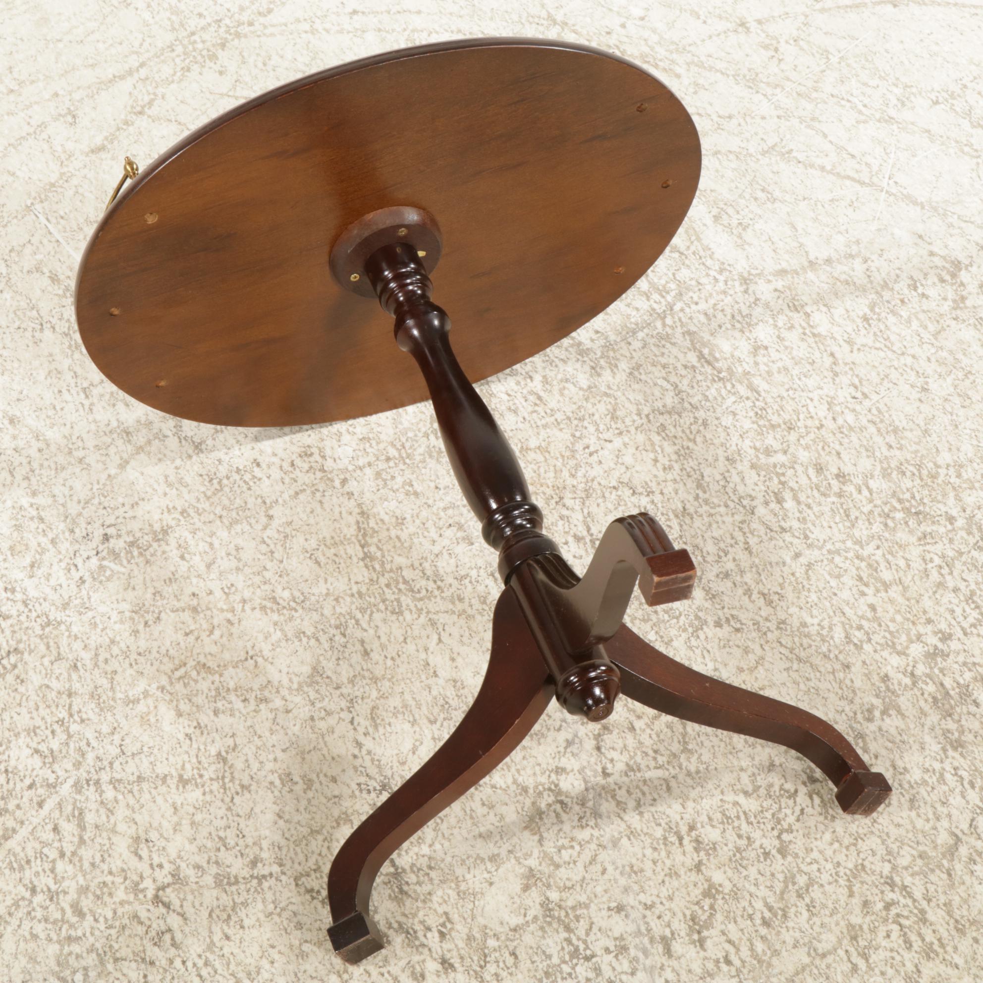 Mahogany Accent Table with Brass Gallery Rails, Late 20th to 21st Century